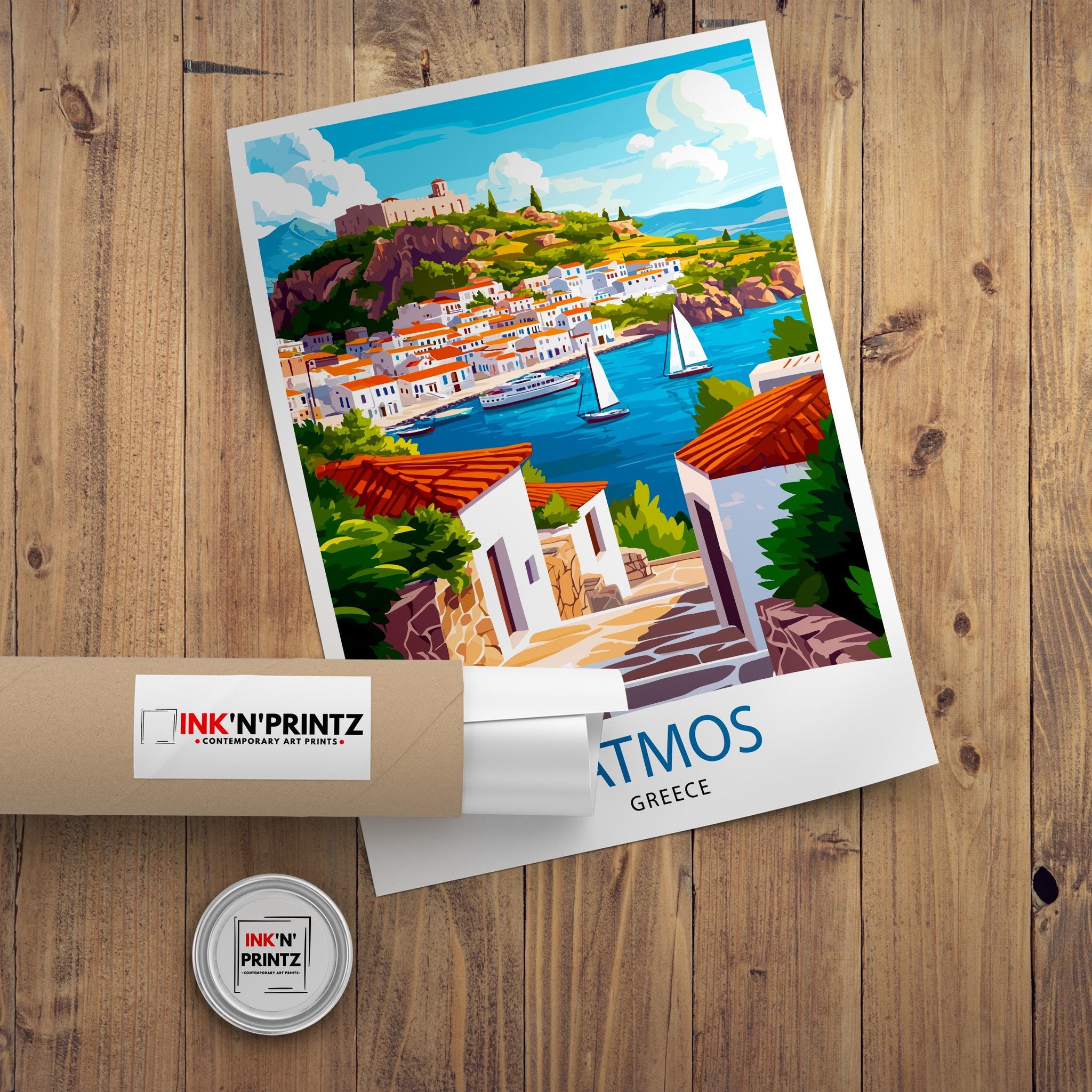 Patmos Greece Travel Poster Greek Island Art Patmos Print Greece Travel Decor Scenic Patmos Art Aegean Island Poster