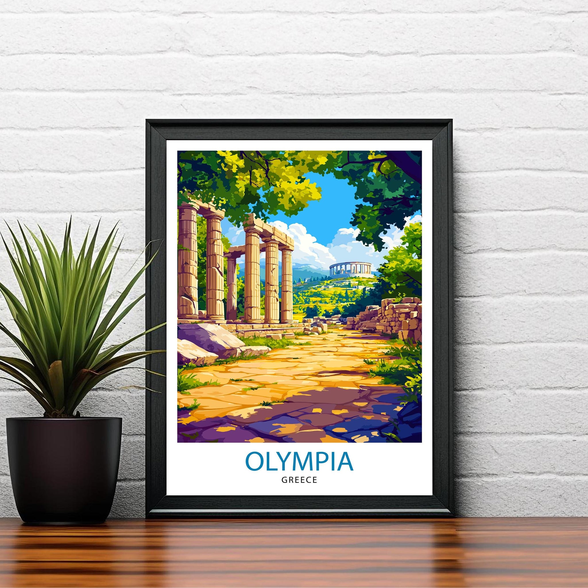 Olympia Travel Poster Ancient Greece Art Print Historic Olympia Poster Greece Ruins Wall Decor Temple of Zeus Art Ancient Greek Culture