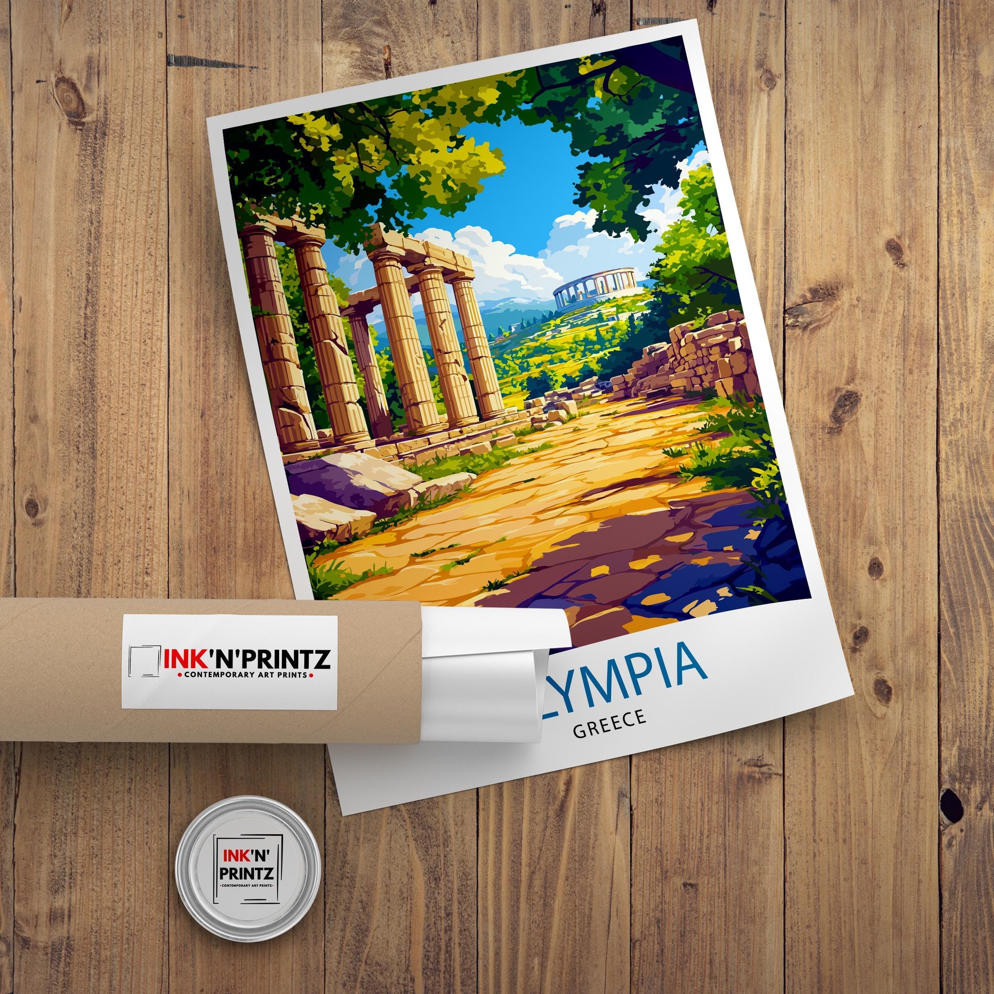 Olympia Travel Poster Ancient Greece Art Print Historic Olympia Poster Greece Ruins Wall Decor Temple of Zeus Art Ancient Greek Culture