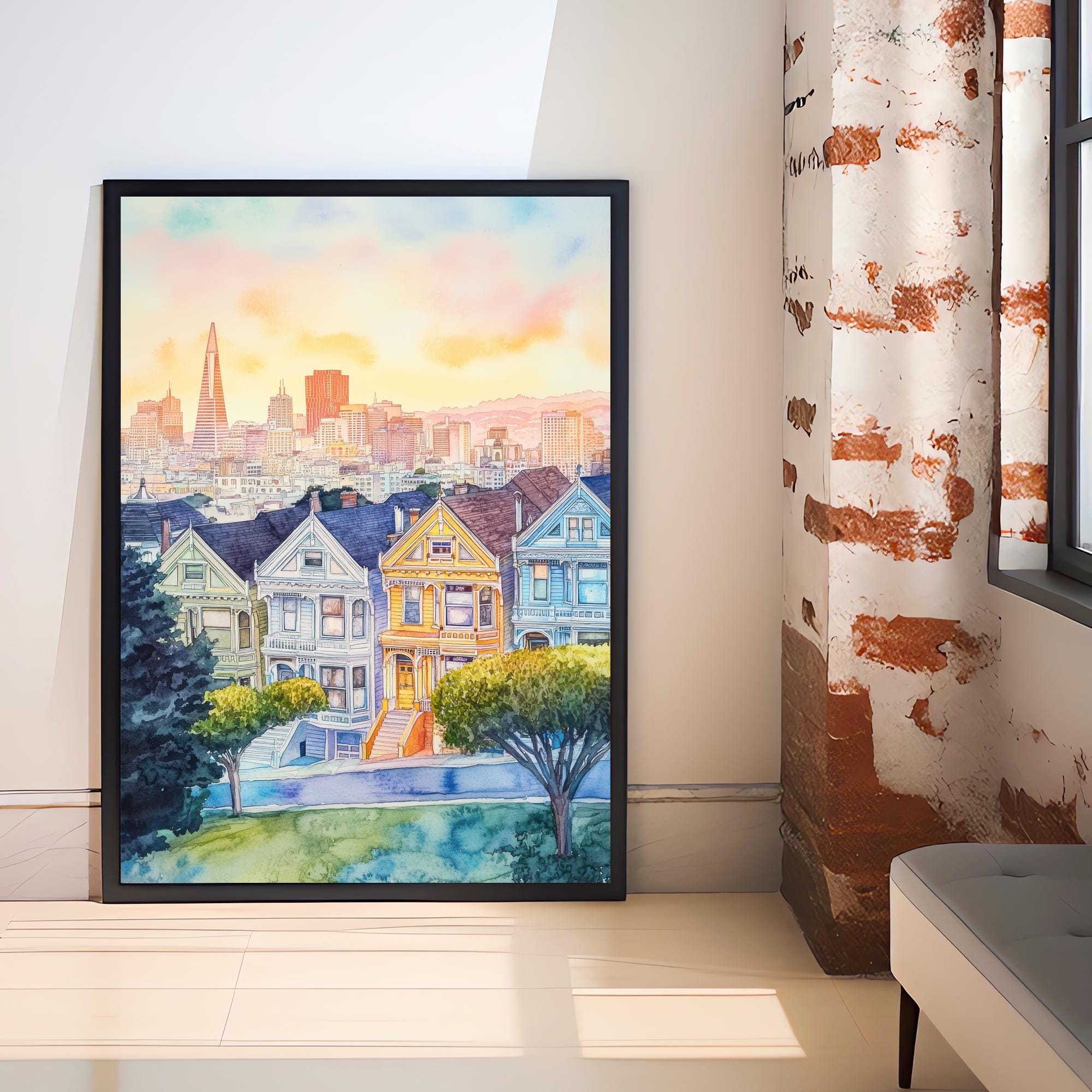 San Francisco Watercolor Painting Art San Francisco Print Watercolor Cityscape Scenic SF Decor
