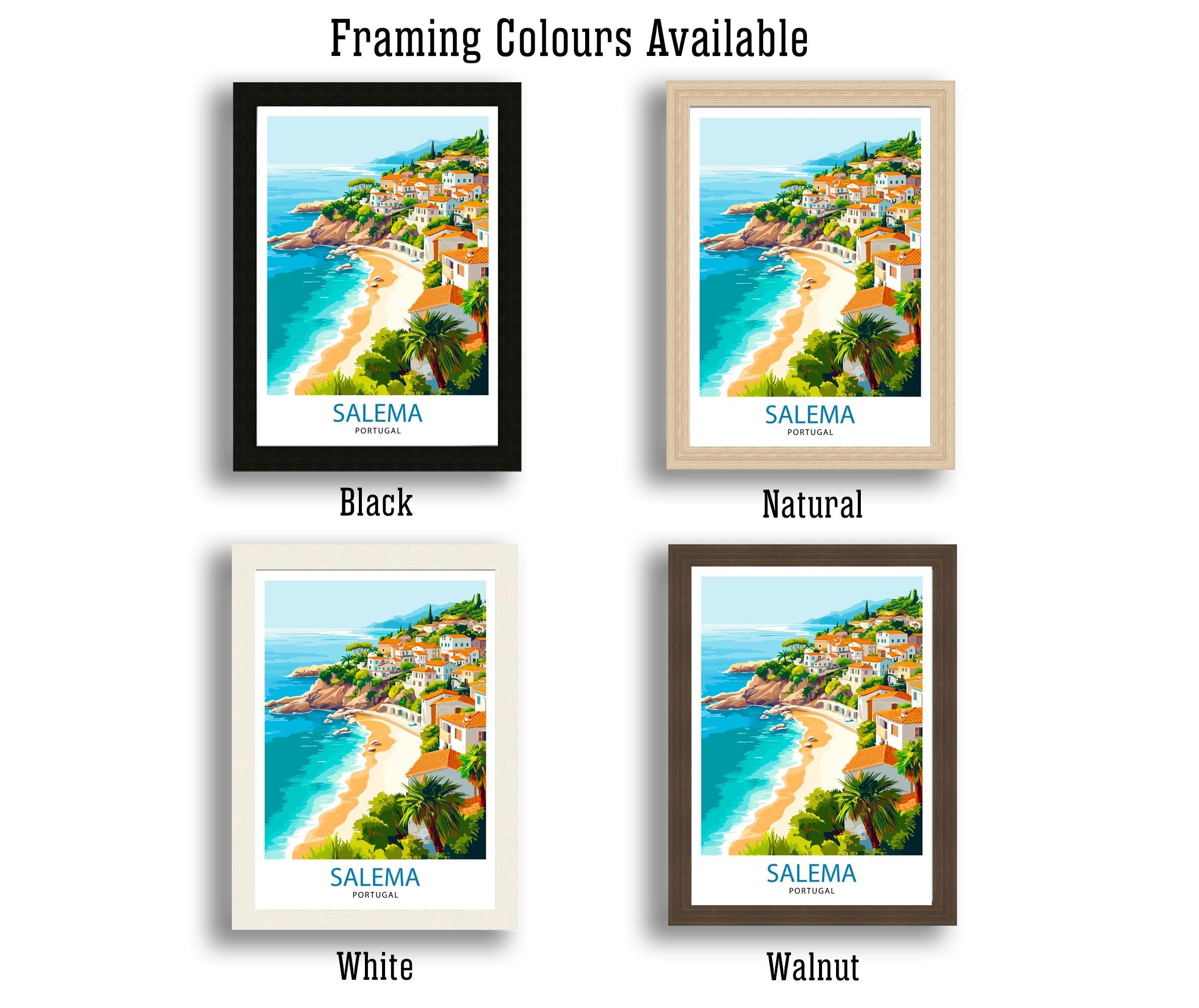 Salema Portugal Travel Poster Portuguese Coastal Art Salem Print Scenic Portugal Poster Portugal Village Decor