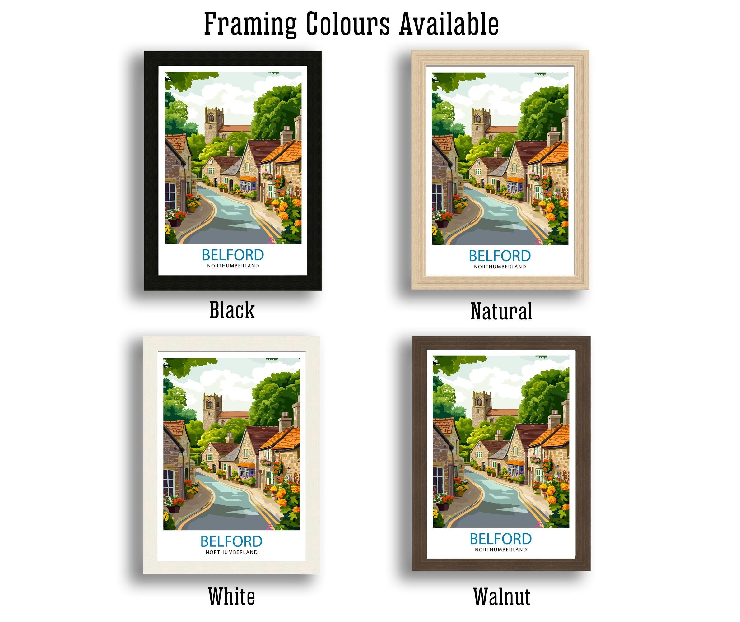 Belford Northumberland Travel Poster UK Village Art Belford Poster Scenic Northumberland Poster British Countryside Decor