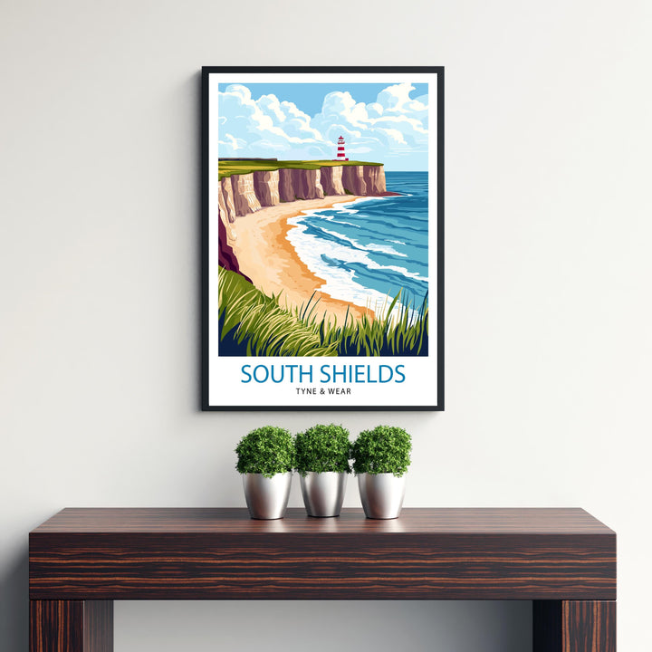 South Shields Travel Poster UK Coastal Art South Shields Poster Scenic North East England Poster South Shields