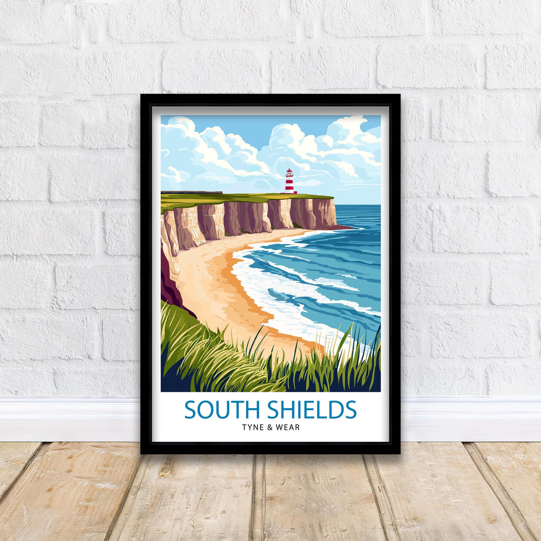 South Shields Travel Poster UK Coastal Art South Shields Poster Scenic North East England Poster South Shields