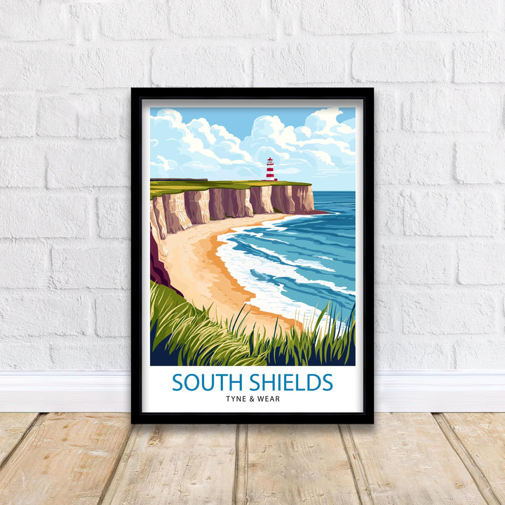 South Shields Travel Poster UK Coastal Art South Shields Poster Scenic North East England Poster South Shields