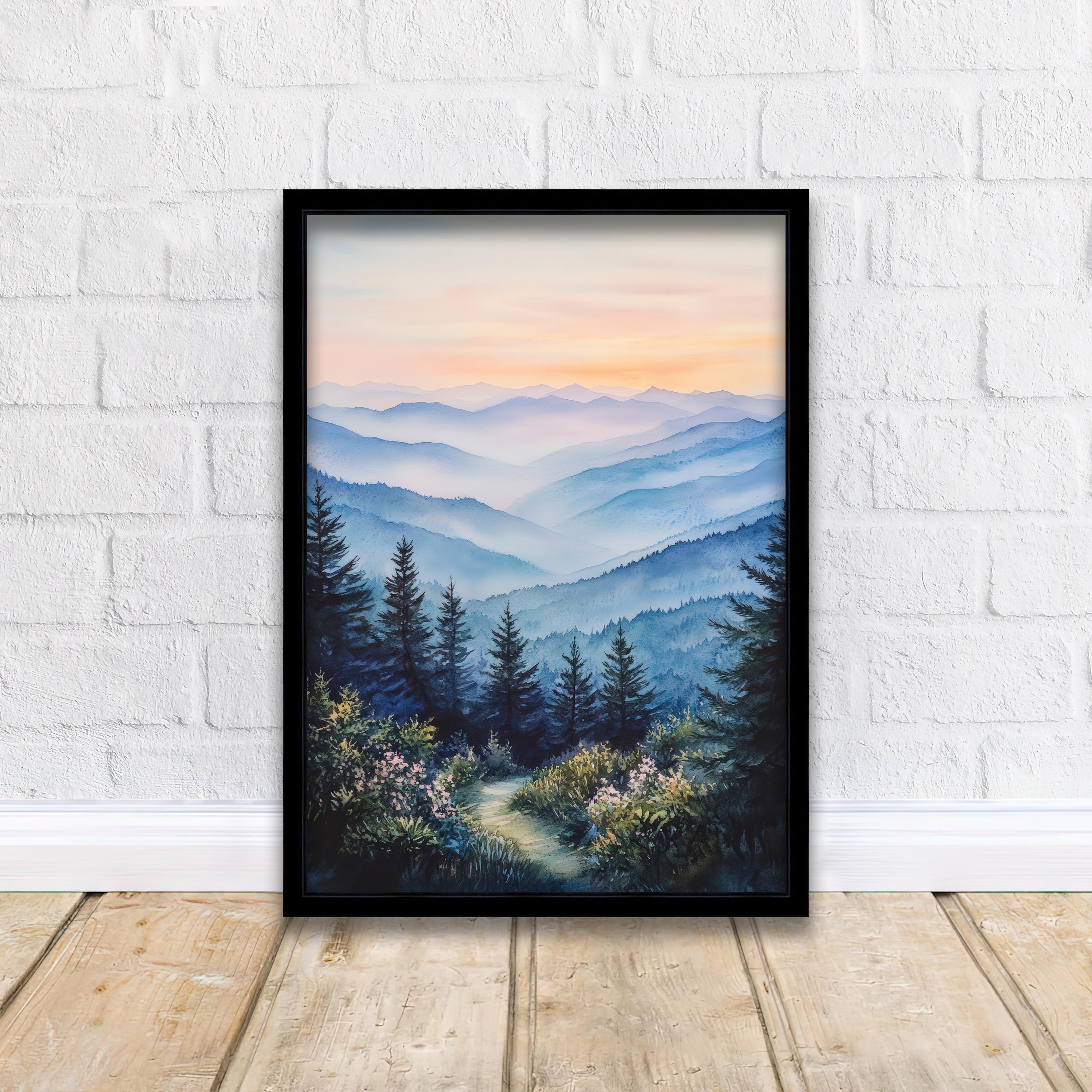 Smoky Mountains Watercolor Travel Print Wall Decor Wall Art Smoky Mountains Landscape Wall Hanging Home Décor Nature Gift Art Lovers Scenic