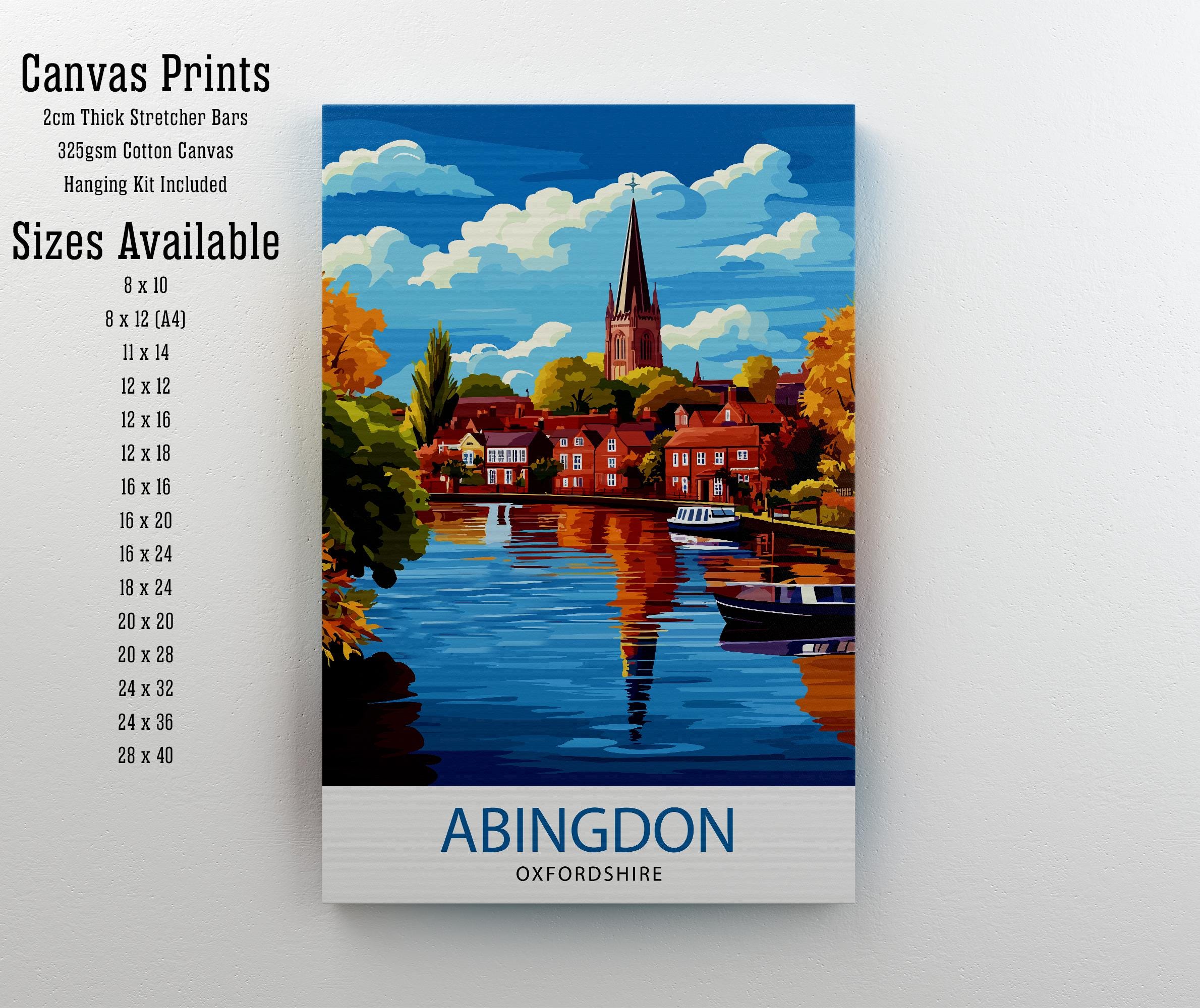 Abingdon Oxfordshire Travel Poster Historic Abingdon Art Print Oxfordshire Landscape Poster Abingdon Town Wall Decor UK Village Art