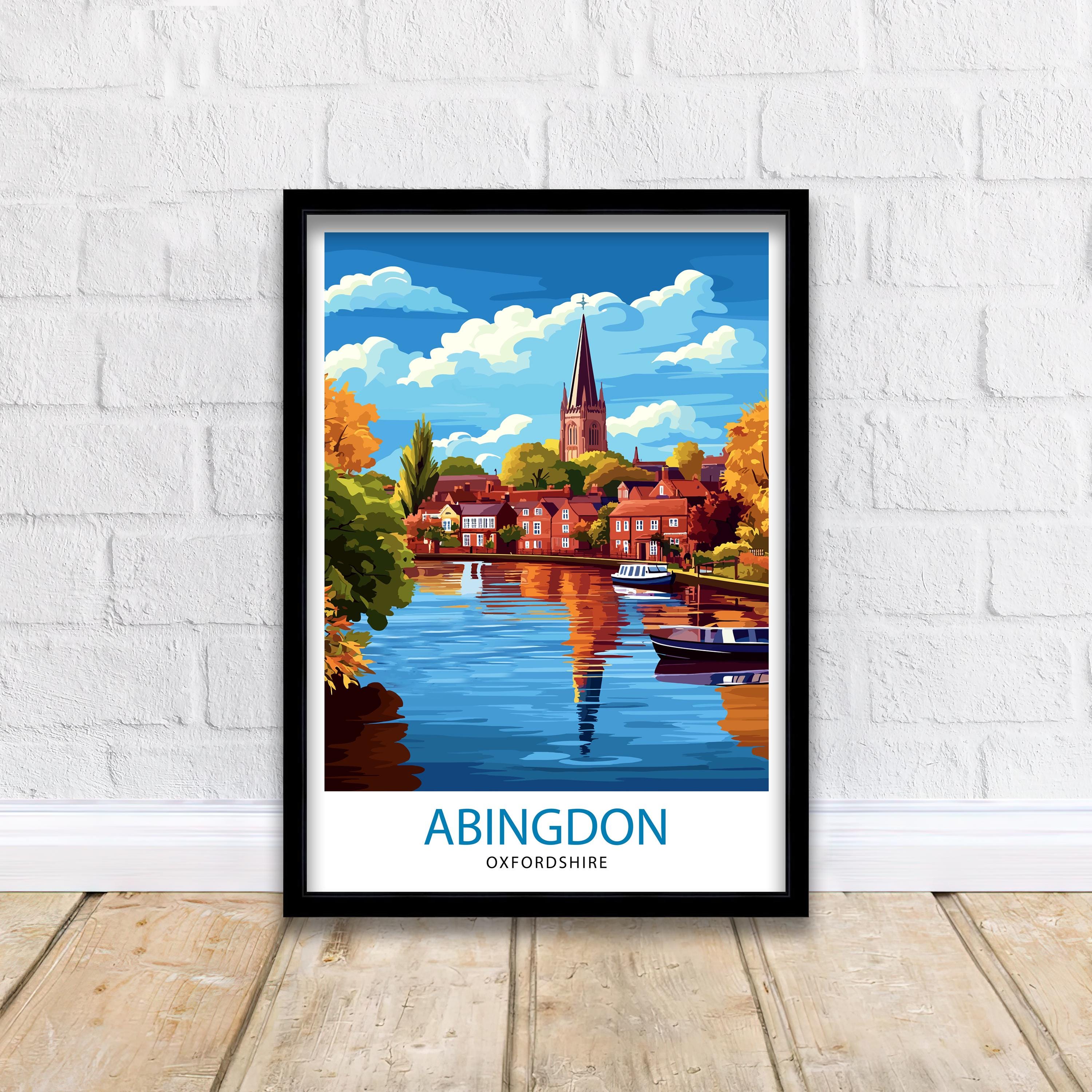 Abingdon Oxfordshire Travel Poster Historic Abingdon Art Print Oxfordshire Landscape Poster Abingdon Town Wall Decor UK Village Art