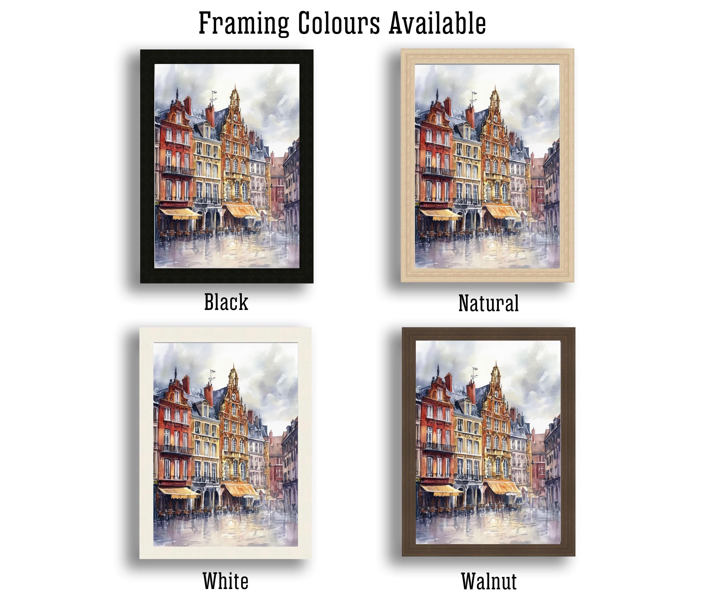 Lille Watercolor Painting French City Art Lille Print Watercolor Cityscape Lille Skyline French Travel Decor Scenic Lille Wall Art