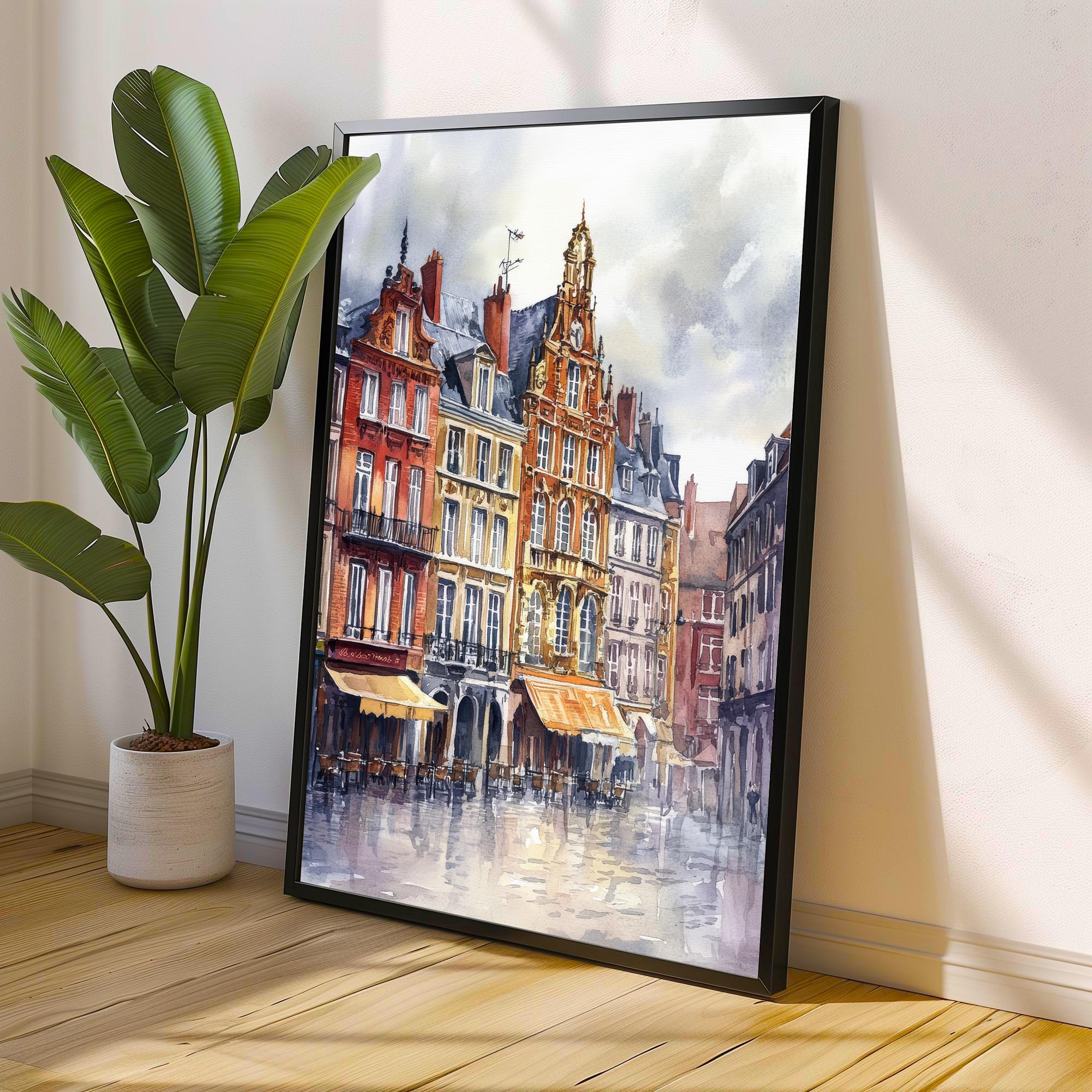 Lille Watercolor Painting French City Art Lille Print Watercolor Cityscape Lille Skyline French Travel Decor Scenic Lille Wall Art