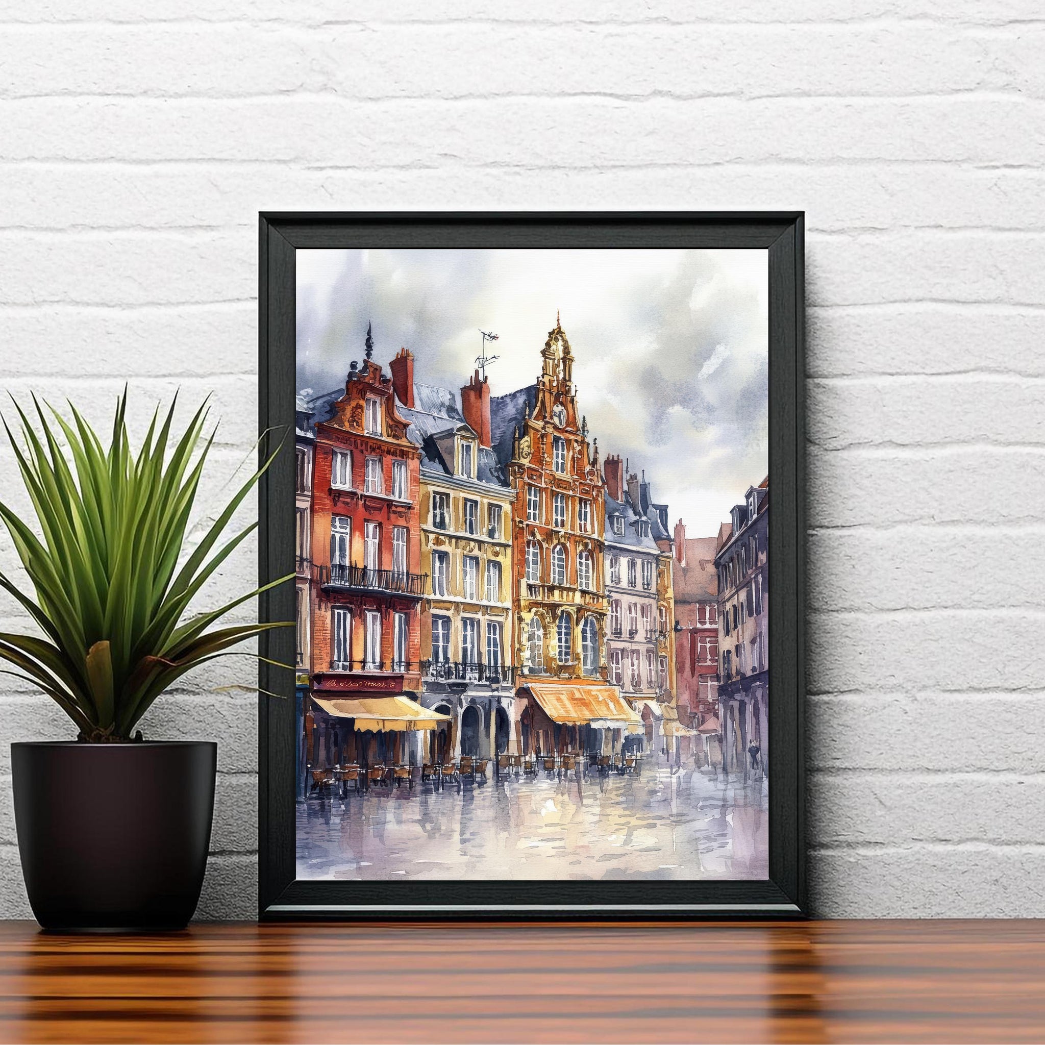 Lille Watercolor Painting French City Art Lille Print Watercolor Cityscape Lille Skyline French Travel Decor Scenic Lille Wall Art