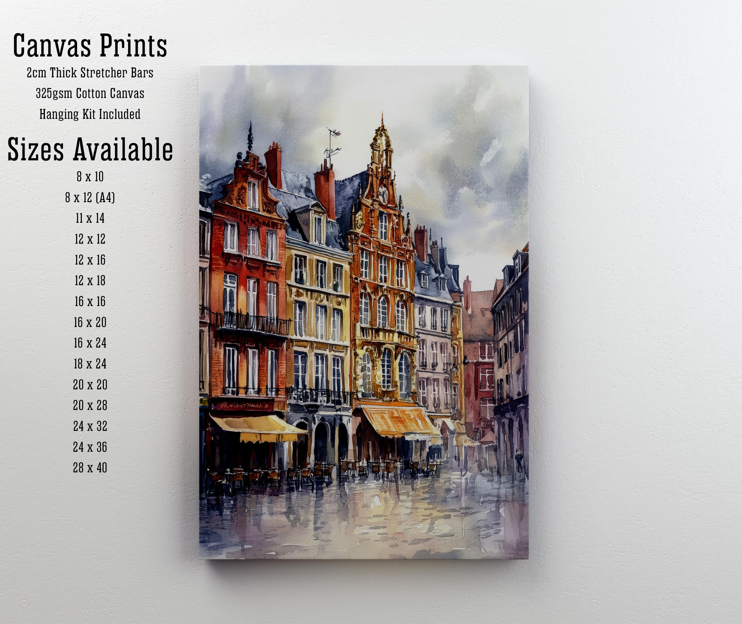 Lille Watercolor Painting French City Art Lille Print Watercolor Cityscape Lille Skyline French Travel Decor Scenic Lille Wall Art