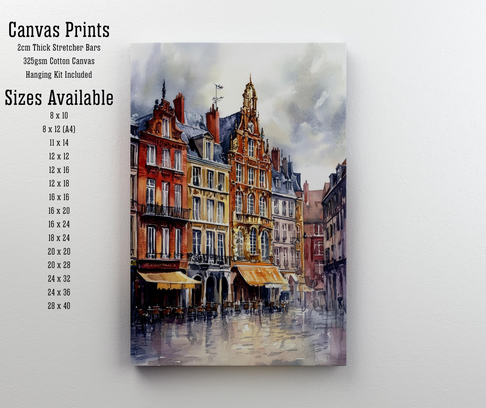 Lille Watercolor Painting French City Art Lille Print Watercolor Cityscape Lille Skyline French Travel Decor Scenic Lille Wall Art