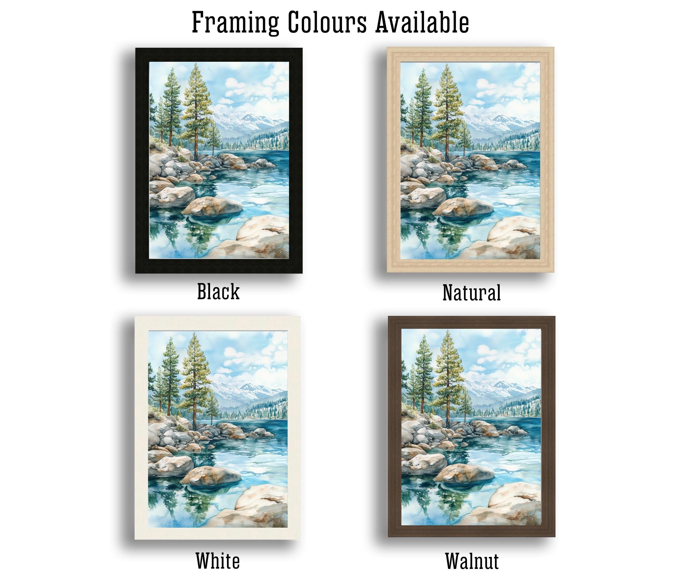 Lake Tahoe Watercolor Painting Lake Tahoe Landscape Art Watercolor Nature Print Scenic Lake Tahoe Art Mountain Lake Decor