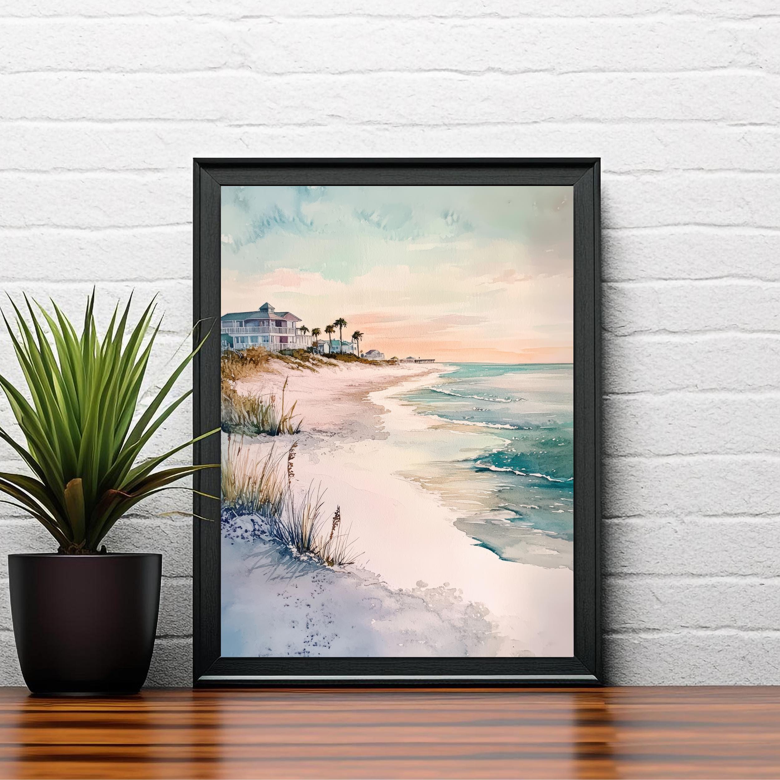 Gulf Shores Watercolor Painting Alabama Beach Art Gulf Shores Print Watercolor Seascape Beach Decor Scenic Gulf Coast Art
