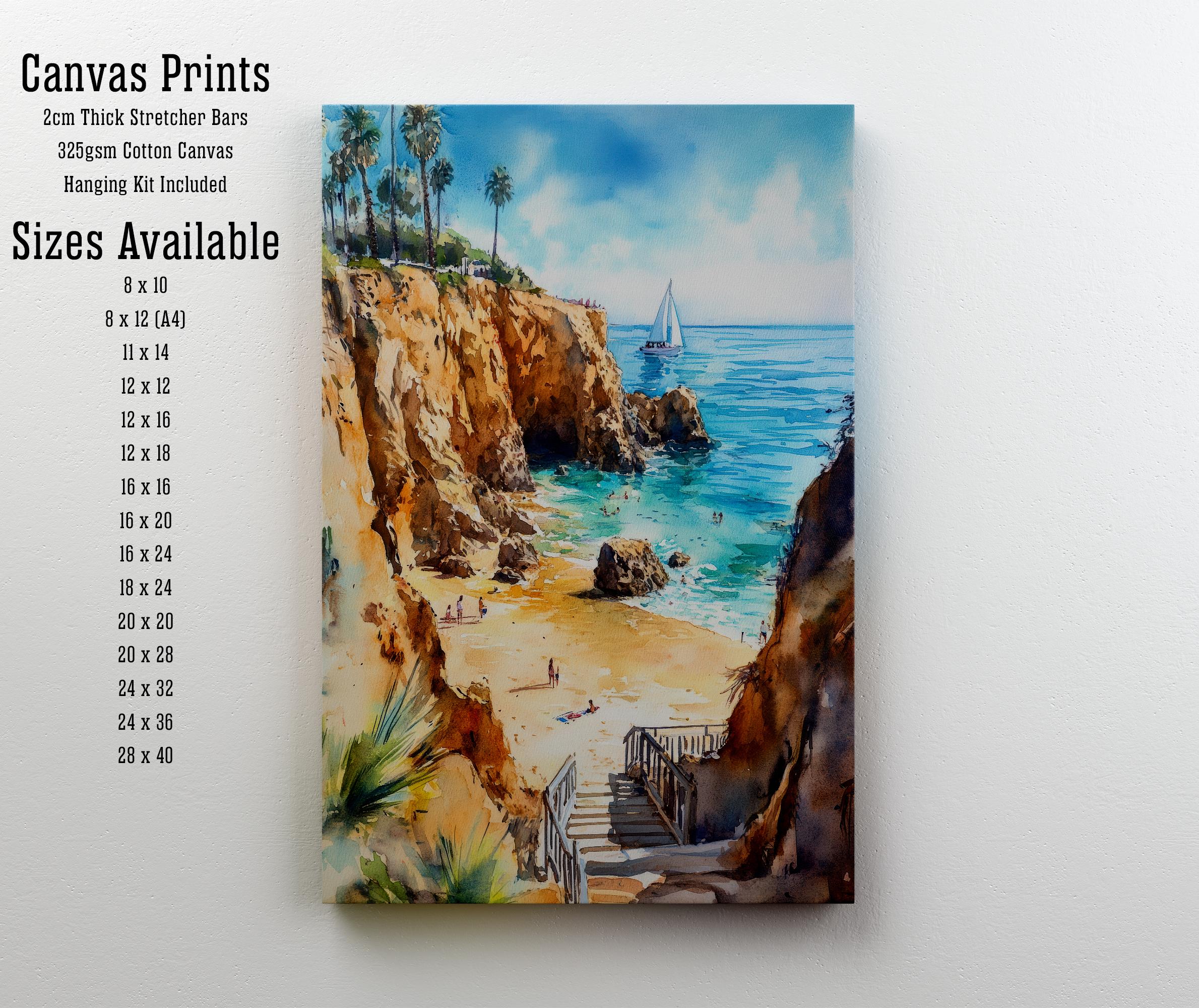 Orange County Watercolor Painting California Beach Art OC Print Watercolor Seascape Coastal Art Scenic Orange County Decor