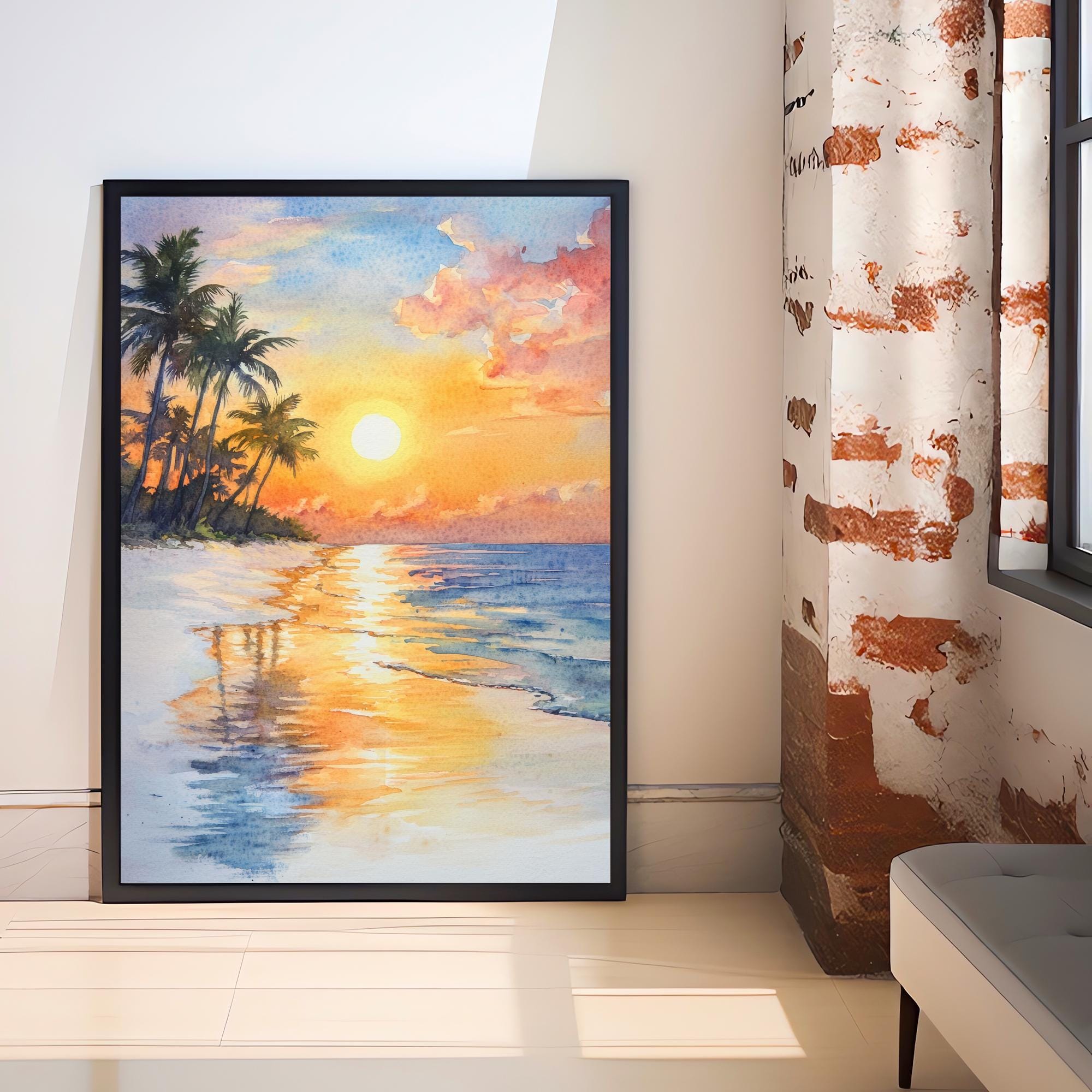 Key West Florida Watercolor Painting Key West Beach Art Florida Print Watercolor Seascape Tropical Art Key West Decor