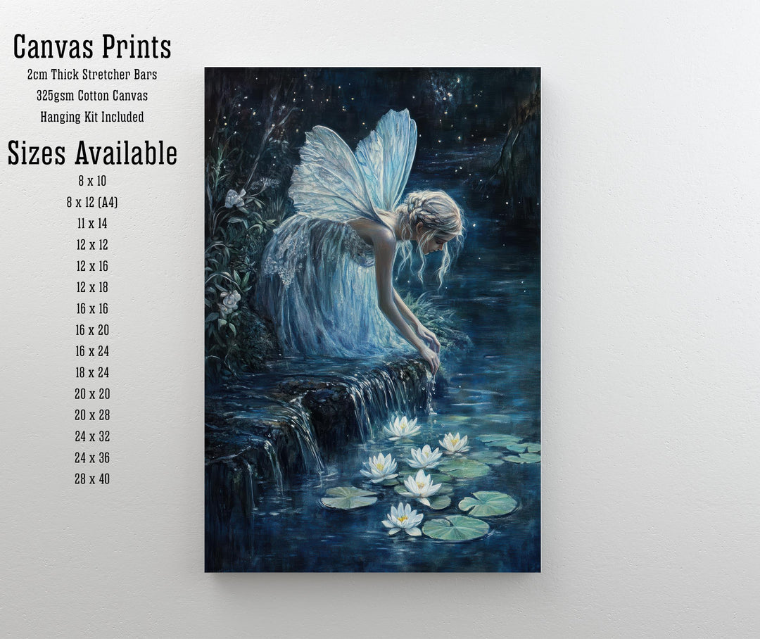 Fairy Moonlit Stream Art Print Cottagecore & Dark Academia Decor Mystical Woodland Wall Art Vintage Nature Poster for Enchanted Interiors