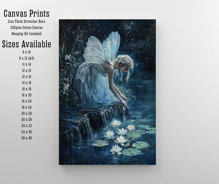 Fairy Moonlit Stream Art Print Cottagecore & Dark Academia Decor Mystical Woodland Wall Art Vintage Nature Poster for Enchanted Interiors