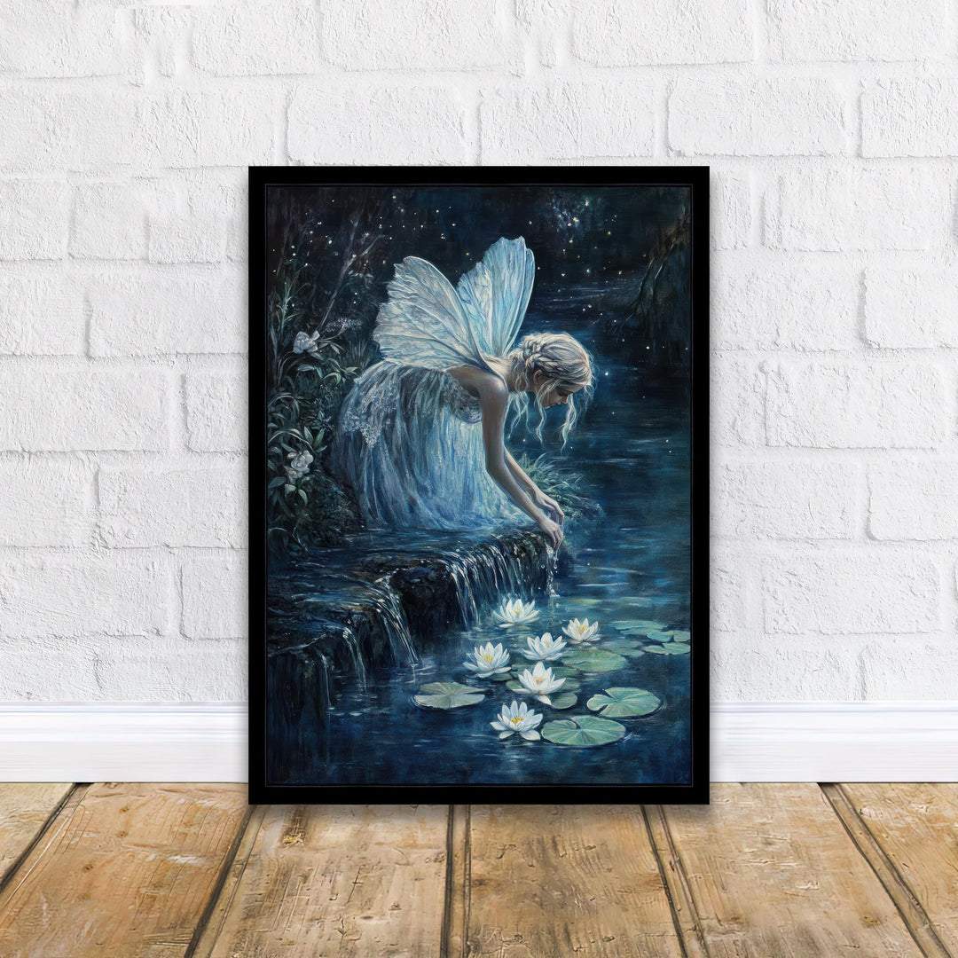 Fairy Moonlit Stream Art Print Cottagecore & Dark Academia Decor Mystical Woodland Wall Art Vintage Nature Poster for Enchanted Interiors