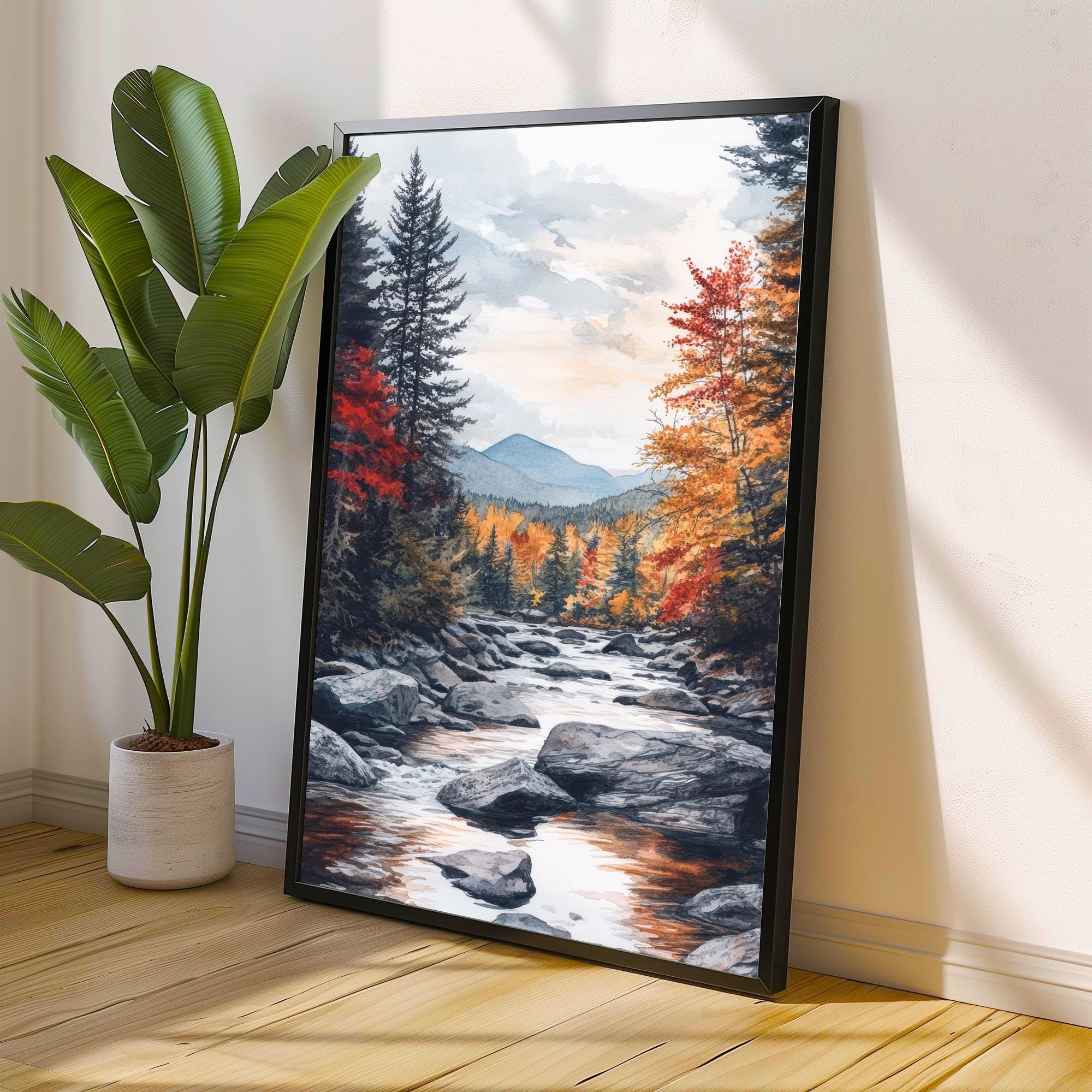 Adirondack Mountains Watercolor Painting Adirondack Landscape Art Watercolor Nature Print Scenic Adirondacks Art Mountain Decor
