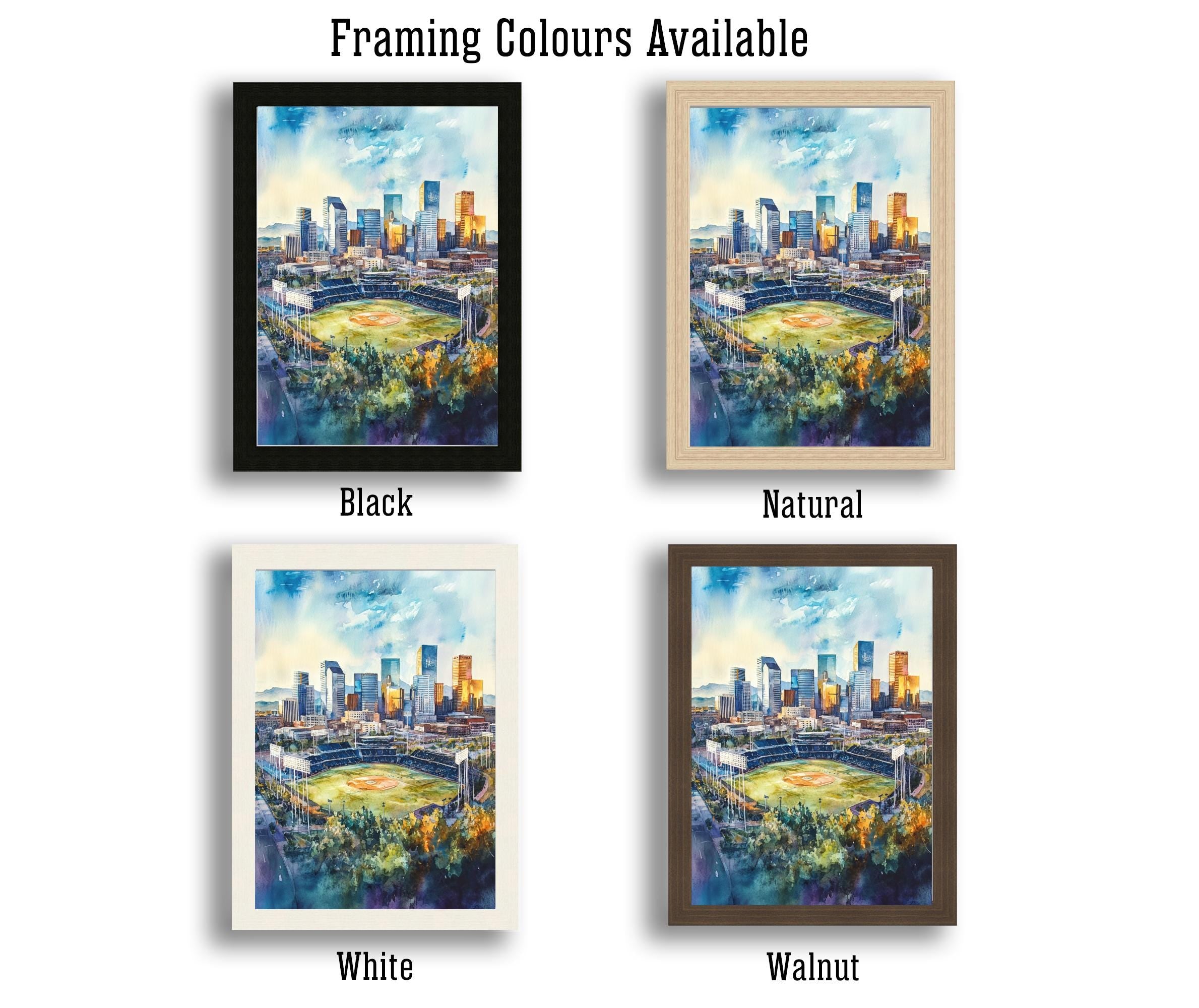Denver Watercolor Painting Denver City Art Watercolor Landscape Denver Skyline Print Urban Art Scenic Denver Wall Decor