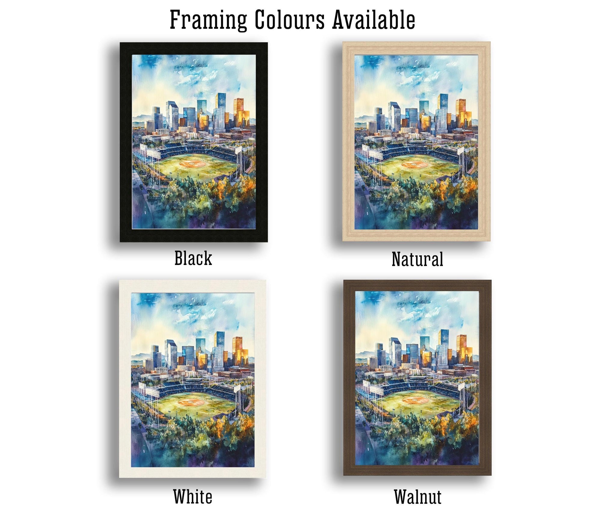 Denver Watercolor Painting Denver City Art Watercolor Landscape Denver Skyline Print Urban Art Scenic Denver Wall Decor