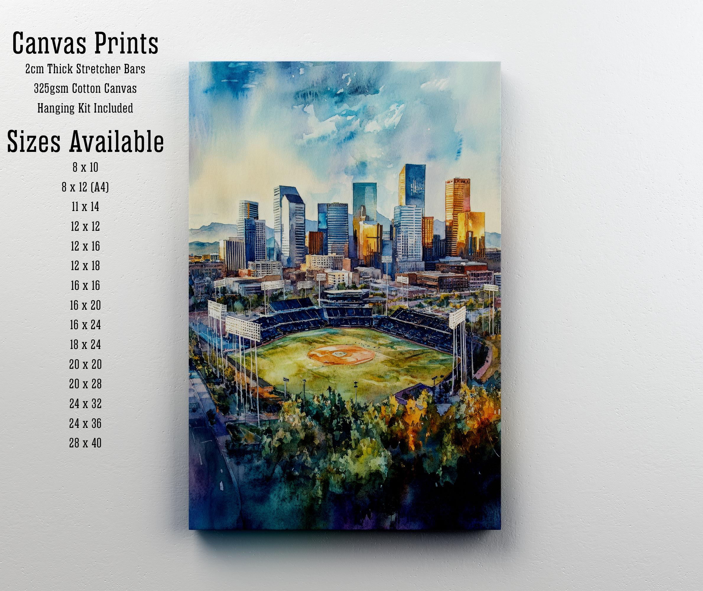 Denver Watercolor Painting Denver City Art Watercolor Landscape Denver Skyline Print Urban Art Scenic Denver Wall Decor
