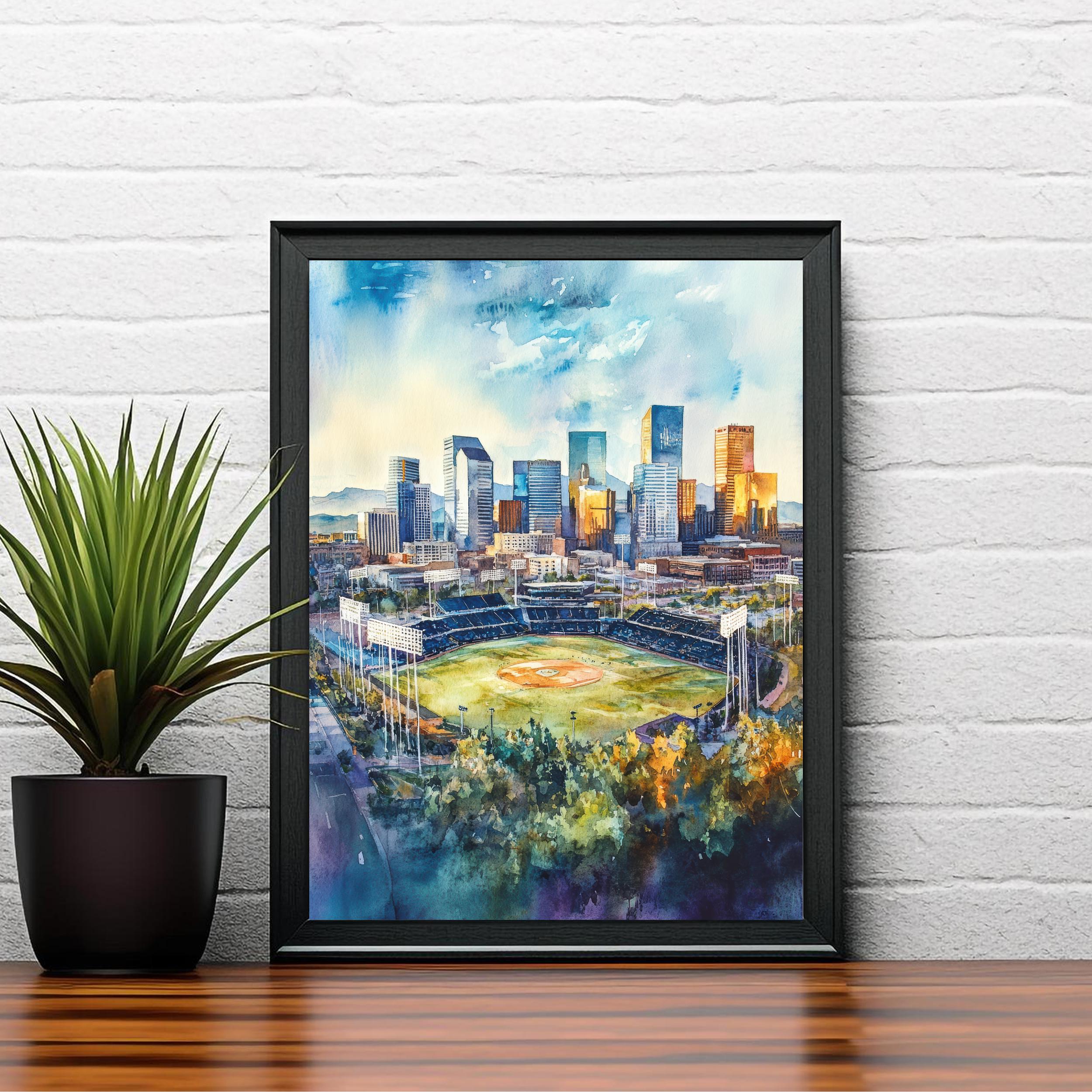 Denver Watercolor Painting Denver City Art Watercolor Landscape Denver Skyline Print Urban Art Scenic Denver Wall Decor
