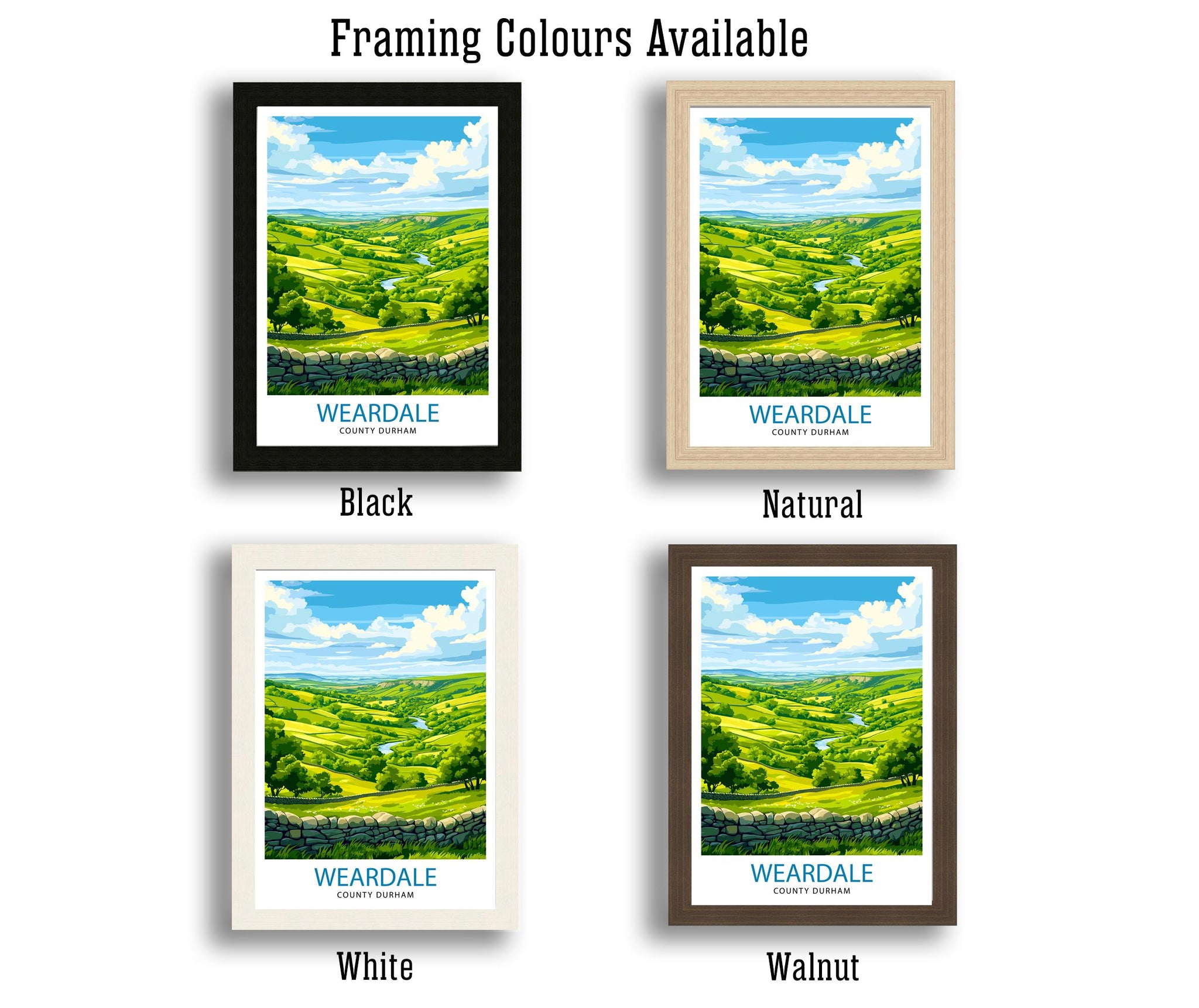 Weardale Travel Poster UK Landscape Art Weardale Print Scenic Weardale Wall Decor Durham Travel Art Weardale Nature Poster