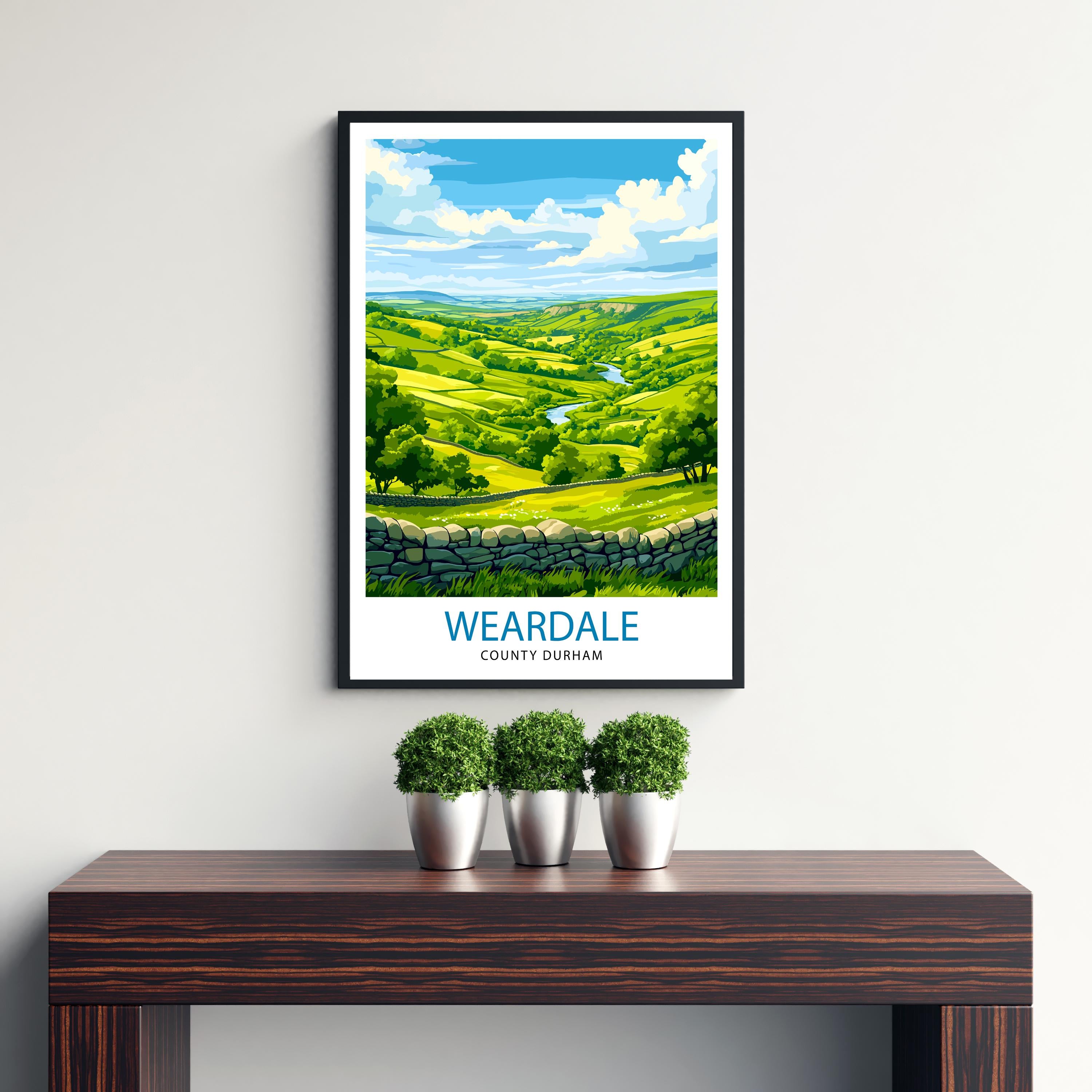Weardale Travel Poster UK Landscape Art Weardale Print Scenic Weardale Wall Decor Durham Travel Art Weardale Nature Poster