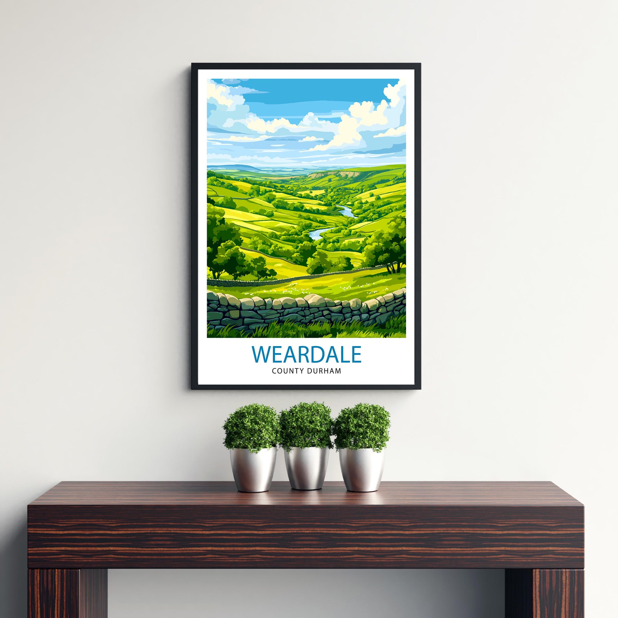 Weardale Travel Poster UK Landscape Art Weardale Print Scenic Weardale Wall Decor Durham Travel Art Weardale Nature Poster