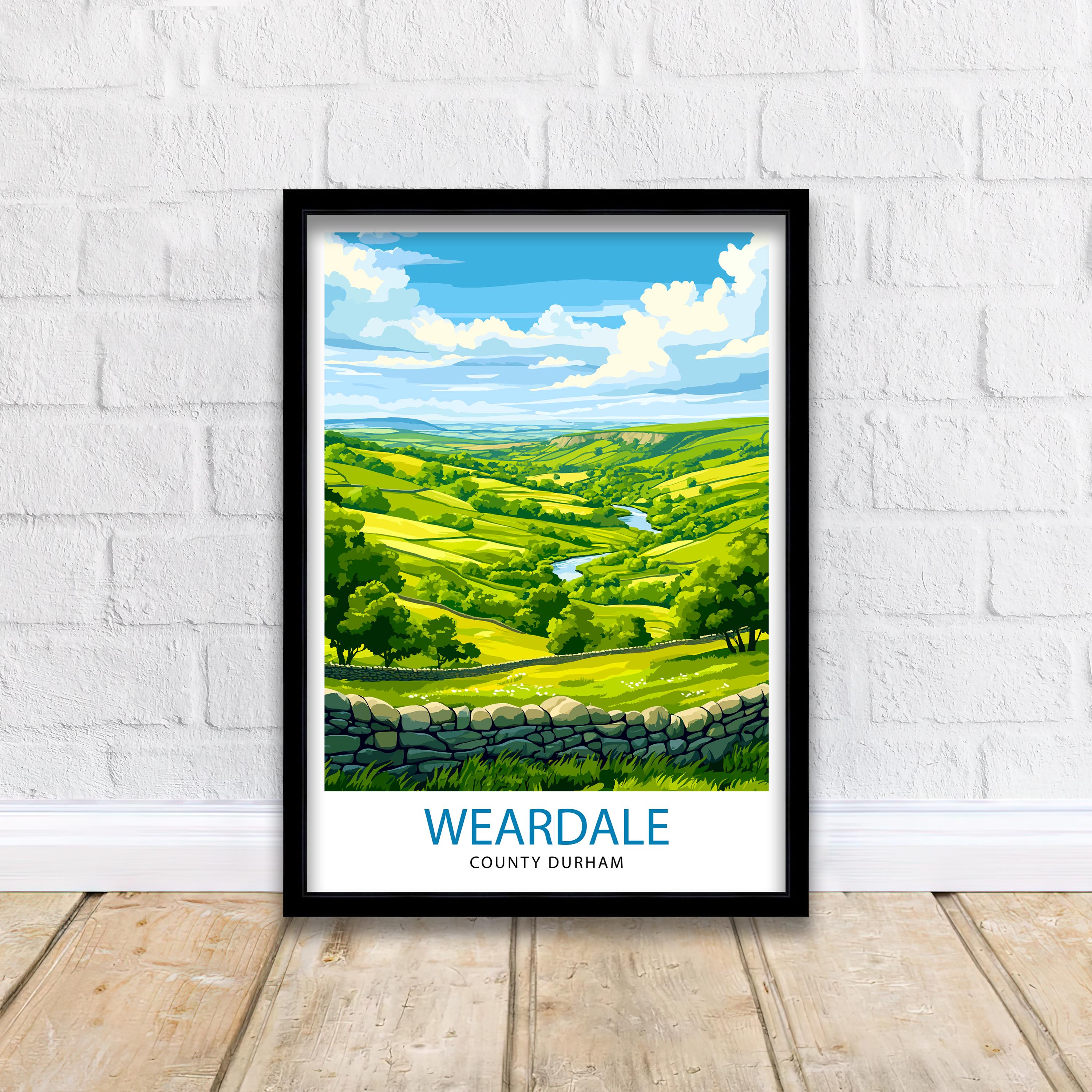 Weardale Travel Poster UK Landscape Art Weardale Print Scenic Weardale Wall Decor Durham Travel Art Weardale Nature Poster