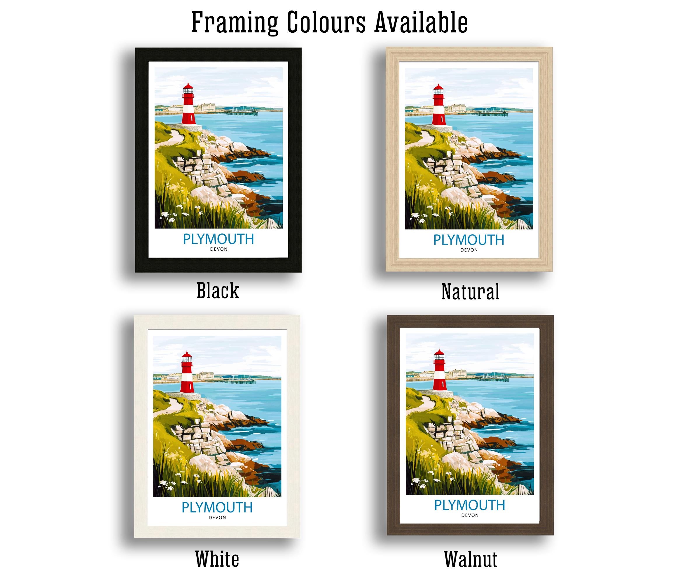 Plymouth UK Travel Poster Coastal Art Plymouth Print Scenic British Town Poster Plymouth Waterfront Decor