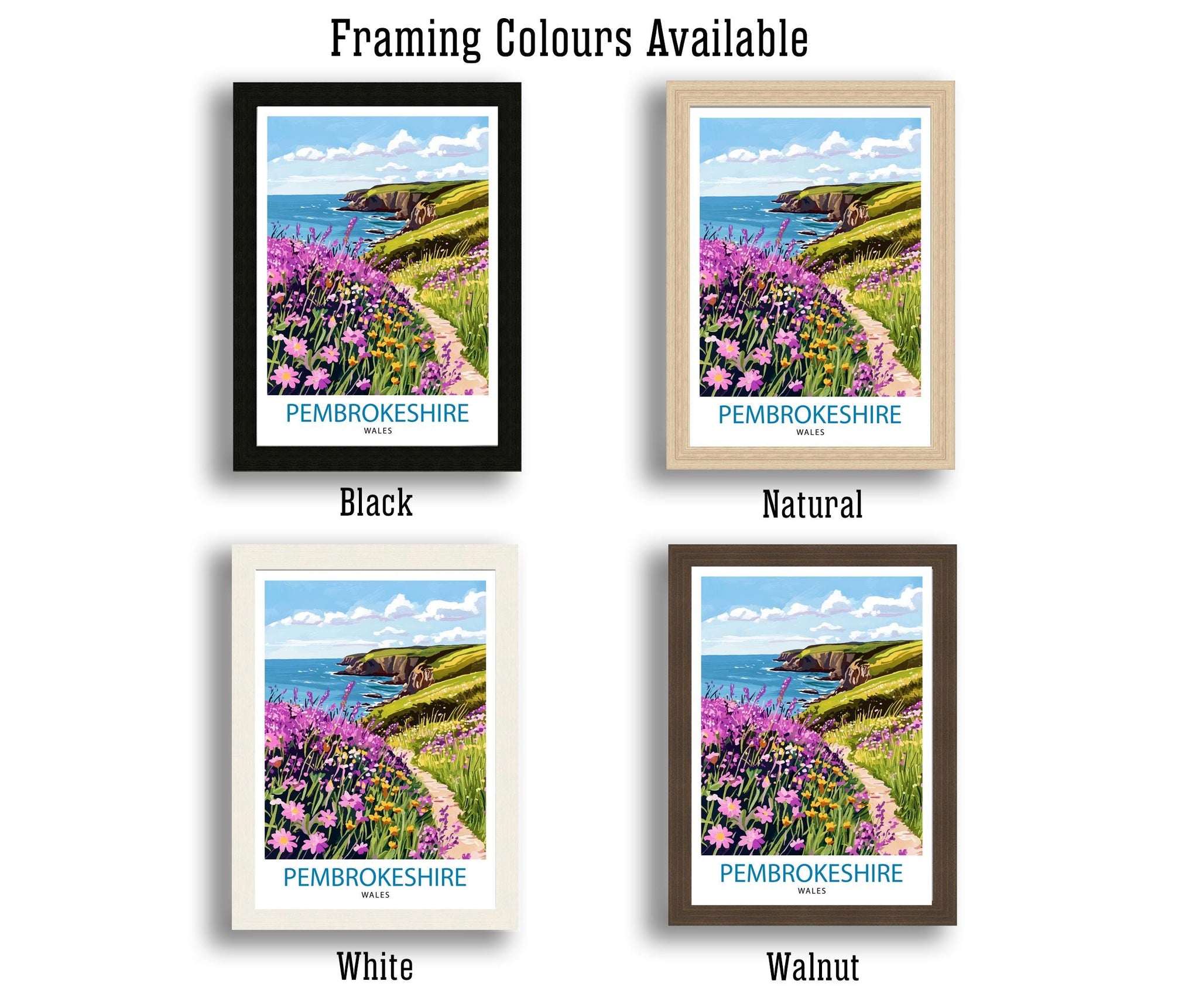 Pembrokeshire Travel Poster UK Coastal Art Pembrokeshire Poster Scenic Wales Poster Pembrokeshire