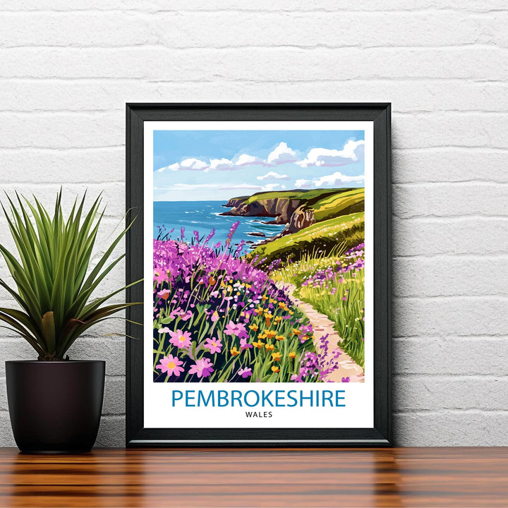 Pembrokeshire Travel Poster UK Coastal Art Pembrokeshire Poster Scenic Wales Poster Pembrokeshire