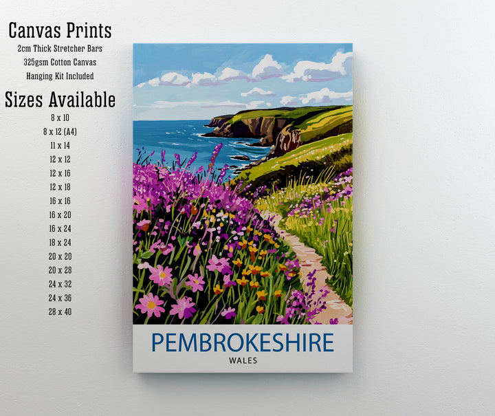 Pembrokeshire Travel Poster UK Coastal Art Pembrokeshire Poster Scenic Wales Poster Pembrokeshire