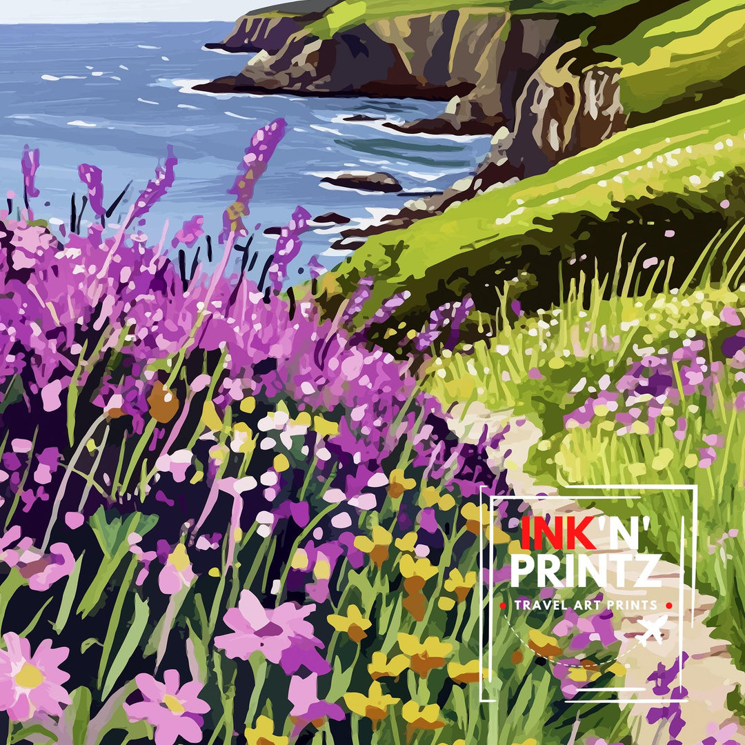 Pembrokeshire Travel Poster UK Coastal Art Pembrokeshire Poster Scenic Wales Poster Pembrokeshire
