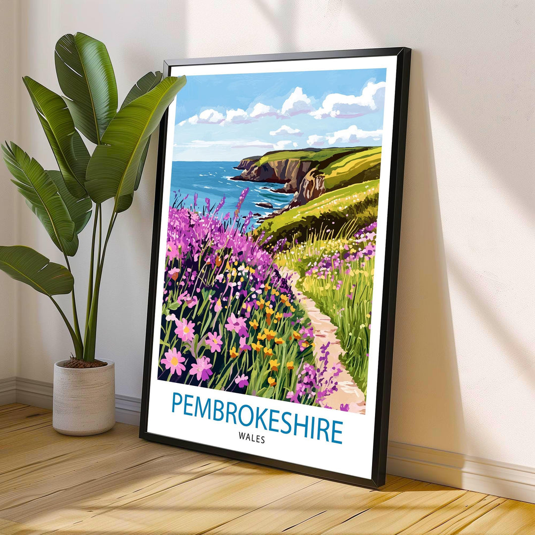 Pembrokeshire Travel Poster UK Coastal Art Pembrokeshire Poster Scenic Wales Poster Pembrokeshire
