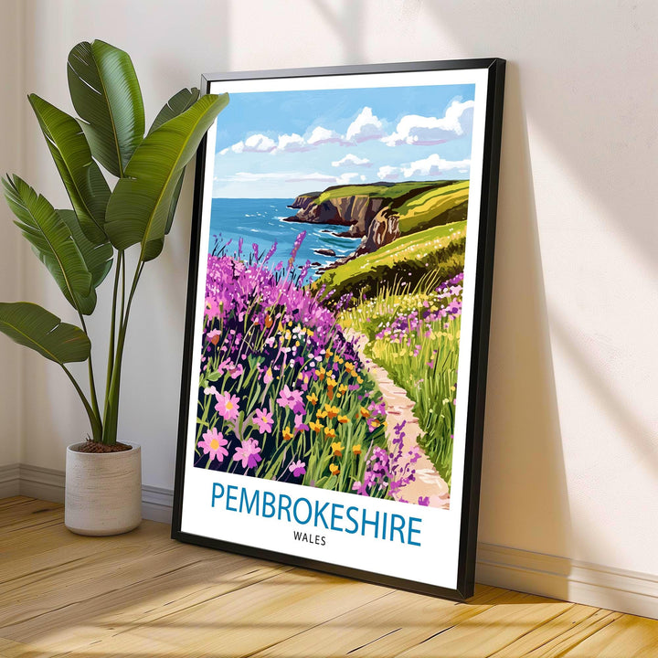 Pembrokeshire Travel Poster UK Coastal Art Pembrokeshire Poster Scenic Wales Poster Pembrokeshire