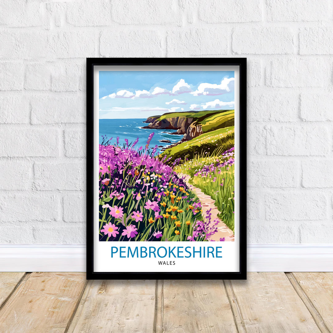 Pembrokeshire Travel Poster UK Coastal Art Pembrokeshire Poster Scenic Wales Poster Pembrokeshire