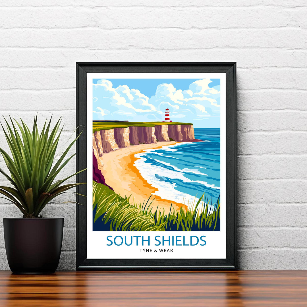 South Shields Travel Poster UK Coastal Art South Shields Poster Scenic North East England Poster South Shields