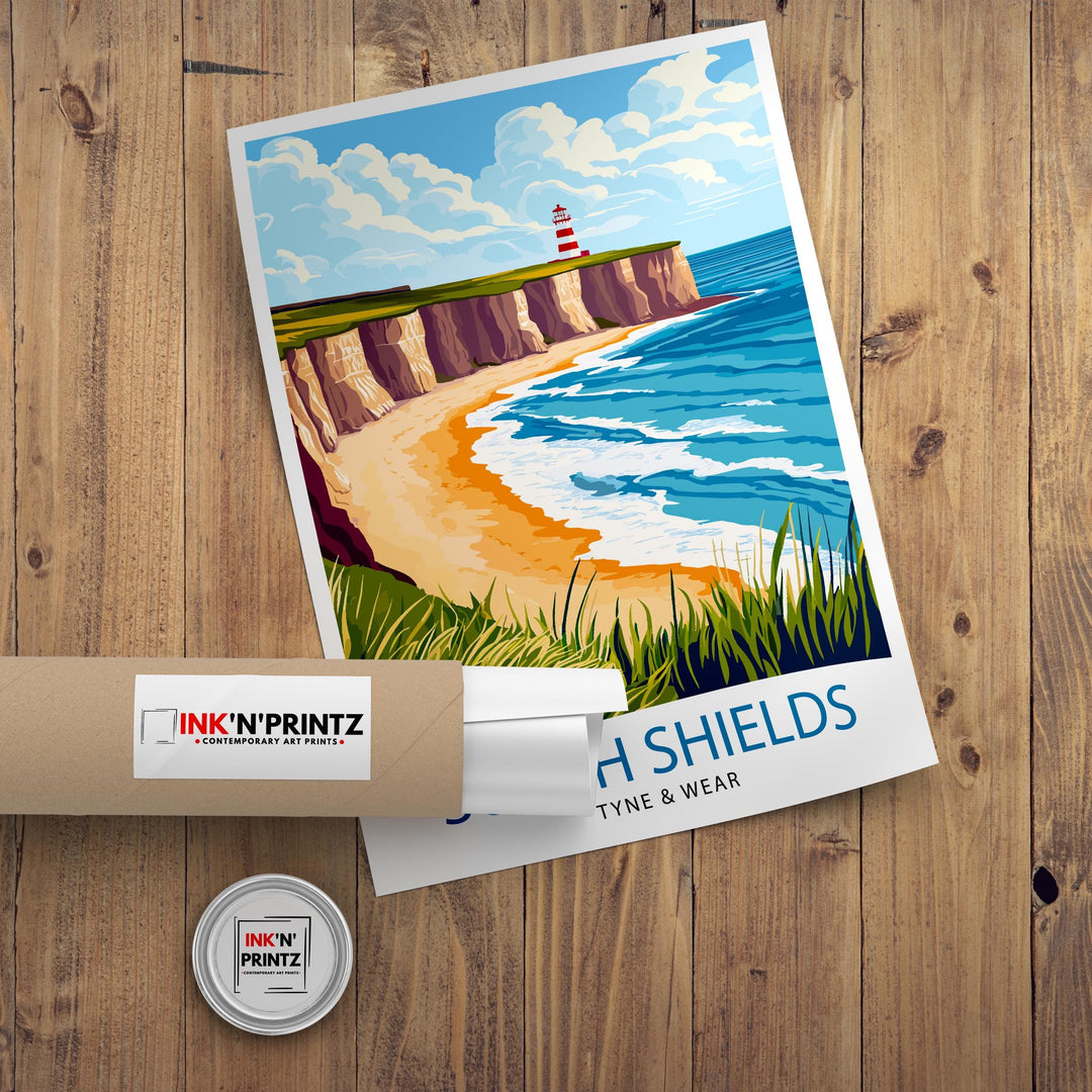 South Shields Travel Poster UK Coastal Art South Shields Poster Scenic North East England Poster South Shields