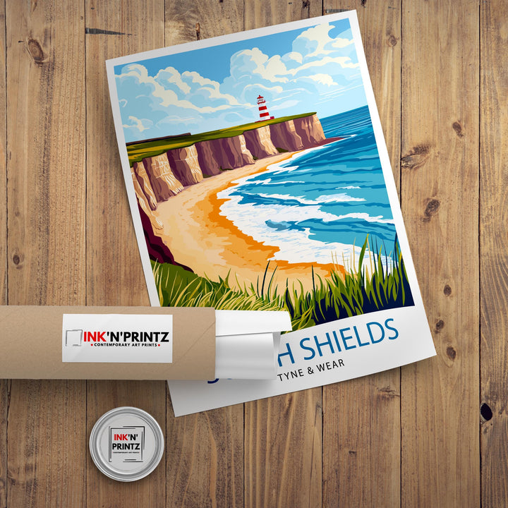 South Shields Travel Poster UK Coastal Art South Shields Poster Scenic North East England Poster South Shields