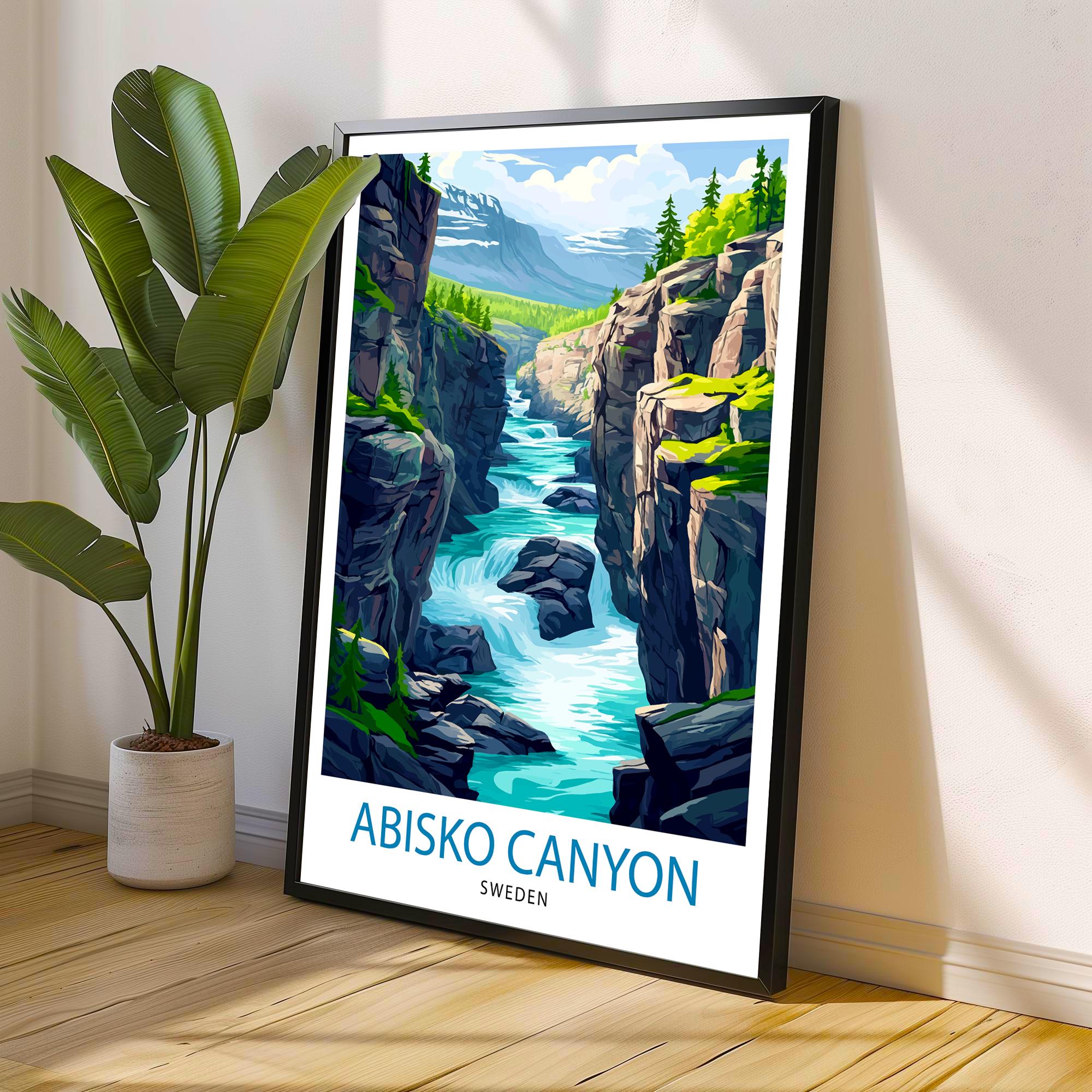 Abisko Canyon Travel Poster Sweden Landscape Art Abisko Print Scenic Canyon Art Swedish Nature Decor Abisko Wall Art