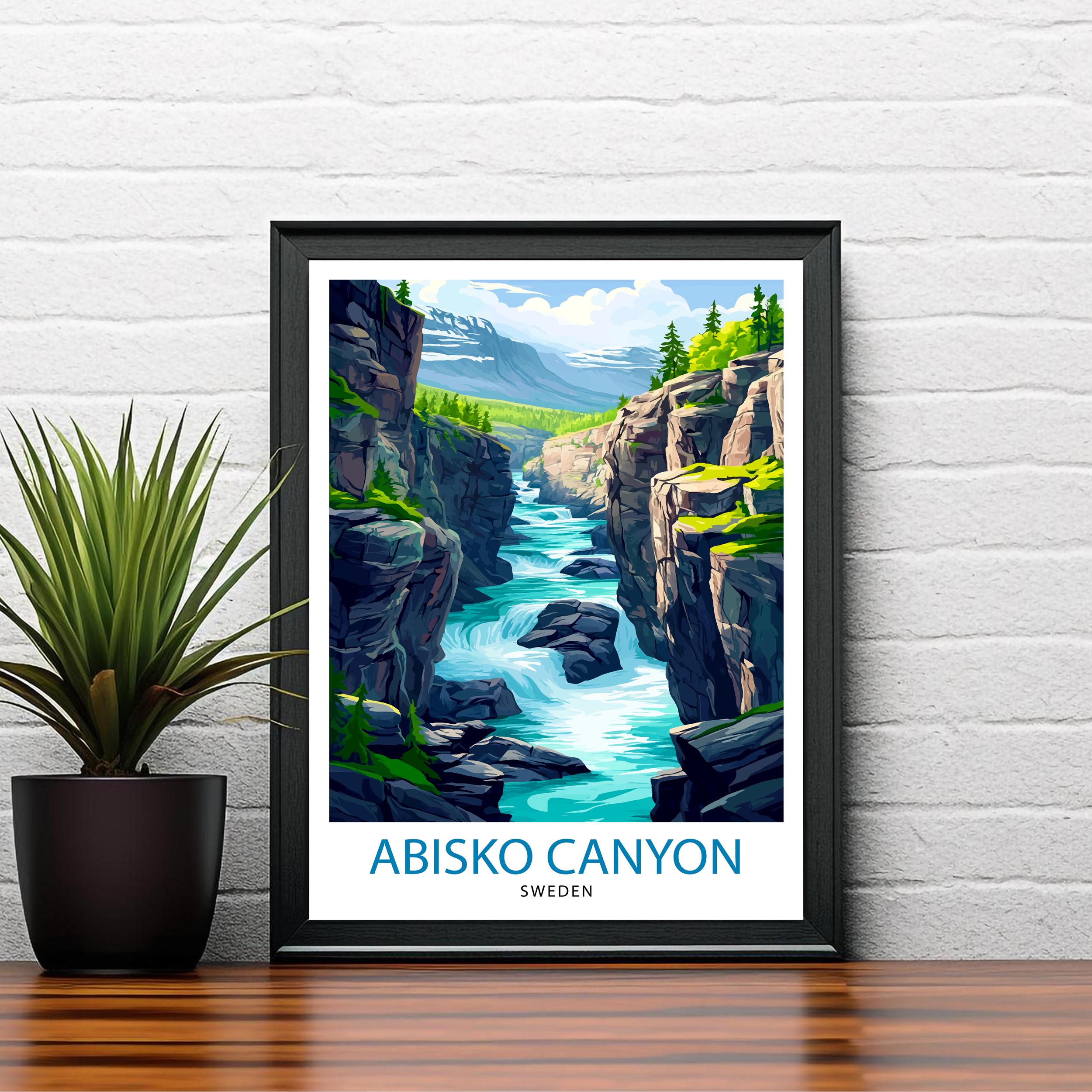 Abisko Canyon Travel Poster Sweden Landscape Art Abisko Print Scenic Canyon Art Swedish Nature Decor Abisko Wall Art