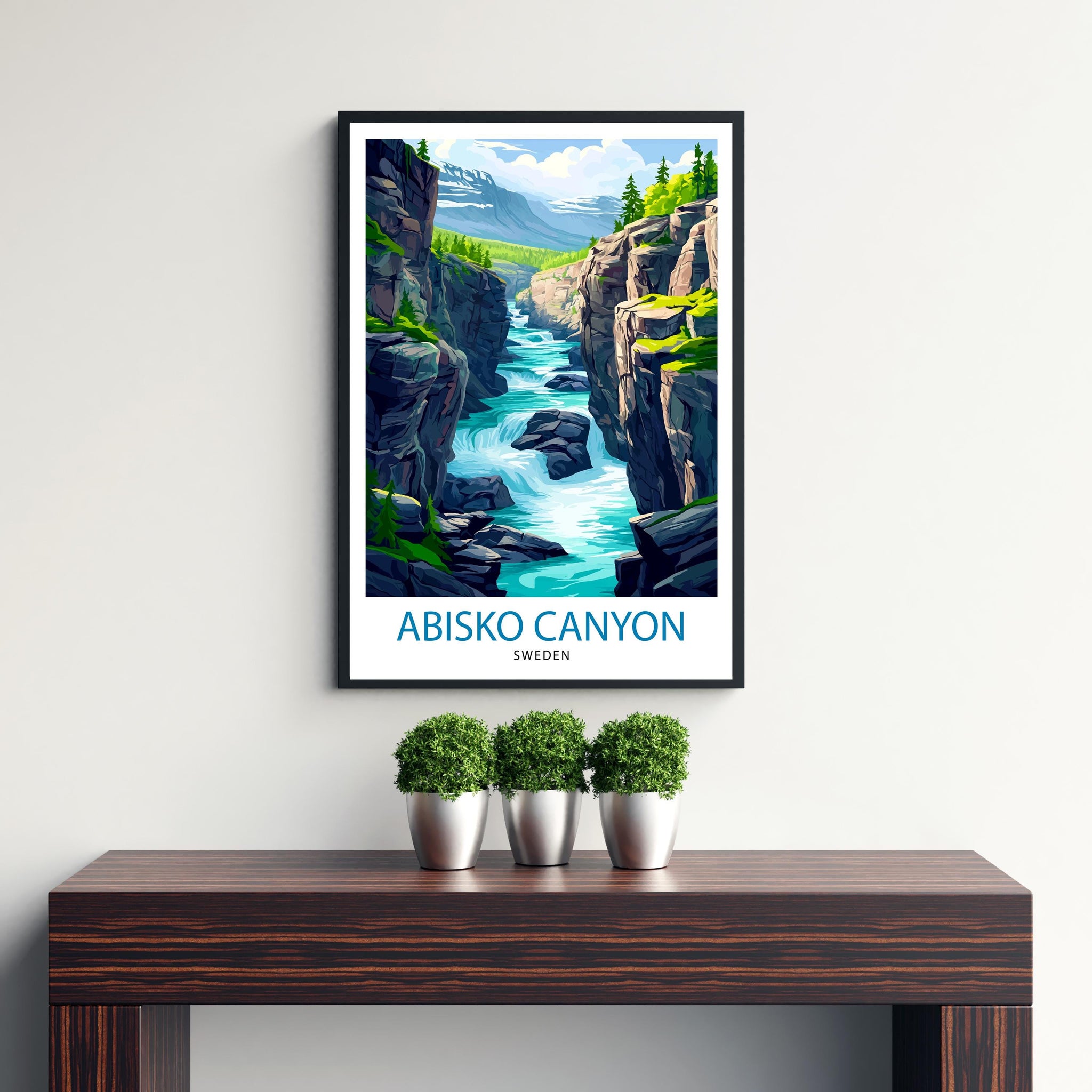 Abisko Canyon Travel Poster Sweden Landscape Art Abisko Print Scenic Canyon Art Swedish Nature Decor Abisko Wall Art