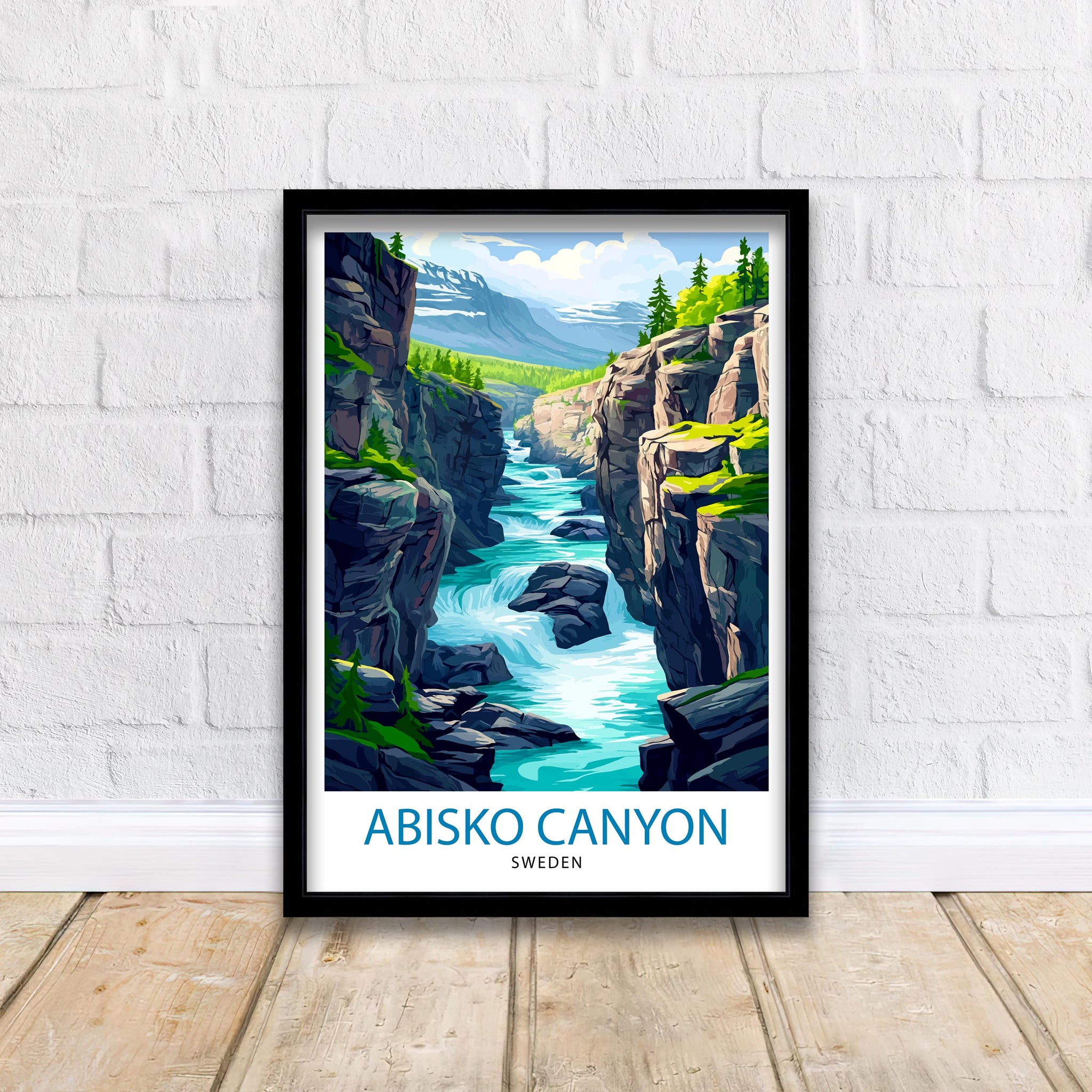 Abisko Canyon Travel Poster Sweden Landscape Art Abisko Print Scenic Canyon Art Swedish Nature Decor Abisko Wall Art