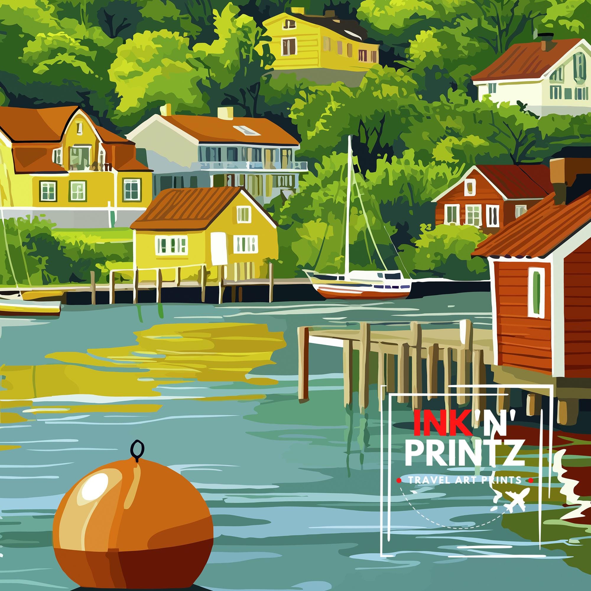 Stockholm Archipelago Travel Poster Sweden Archipelago Art Stockholm Print Scenic Archipelago Decor Swedish Nature Art