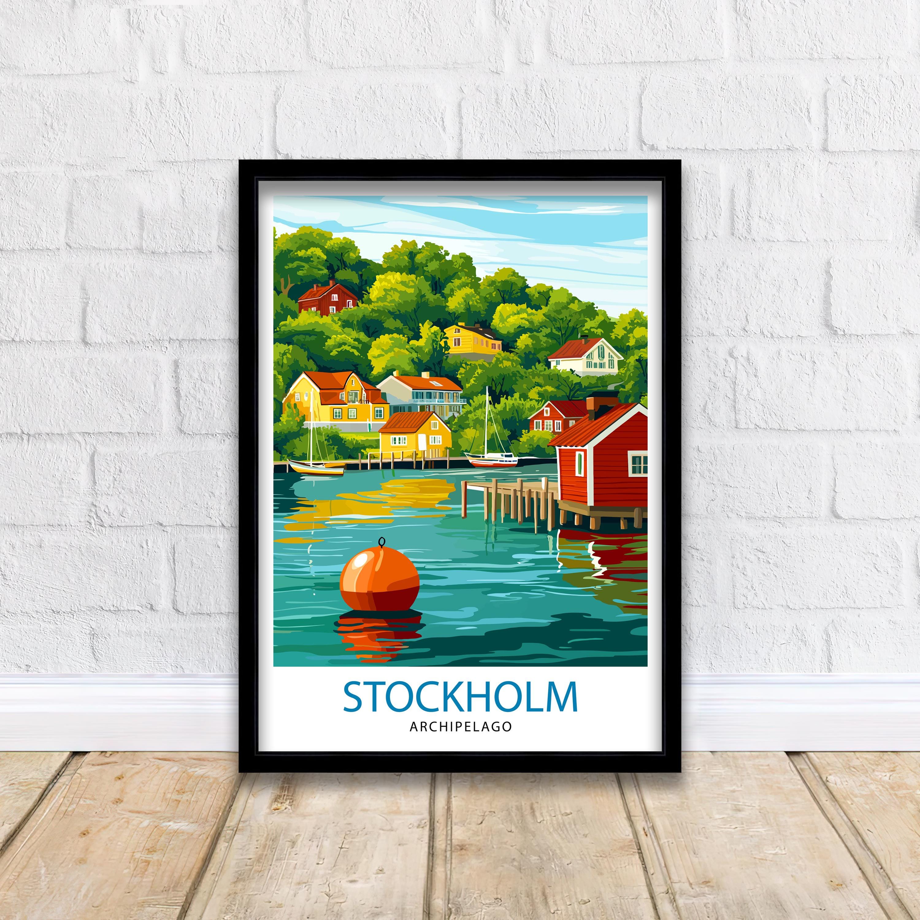 Stockholm Archipelago Travel Poster Sweden Archipelago Art Stockholm Print Scenic Archipelago Decor Swedish Nature Art